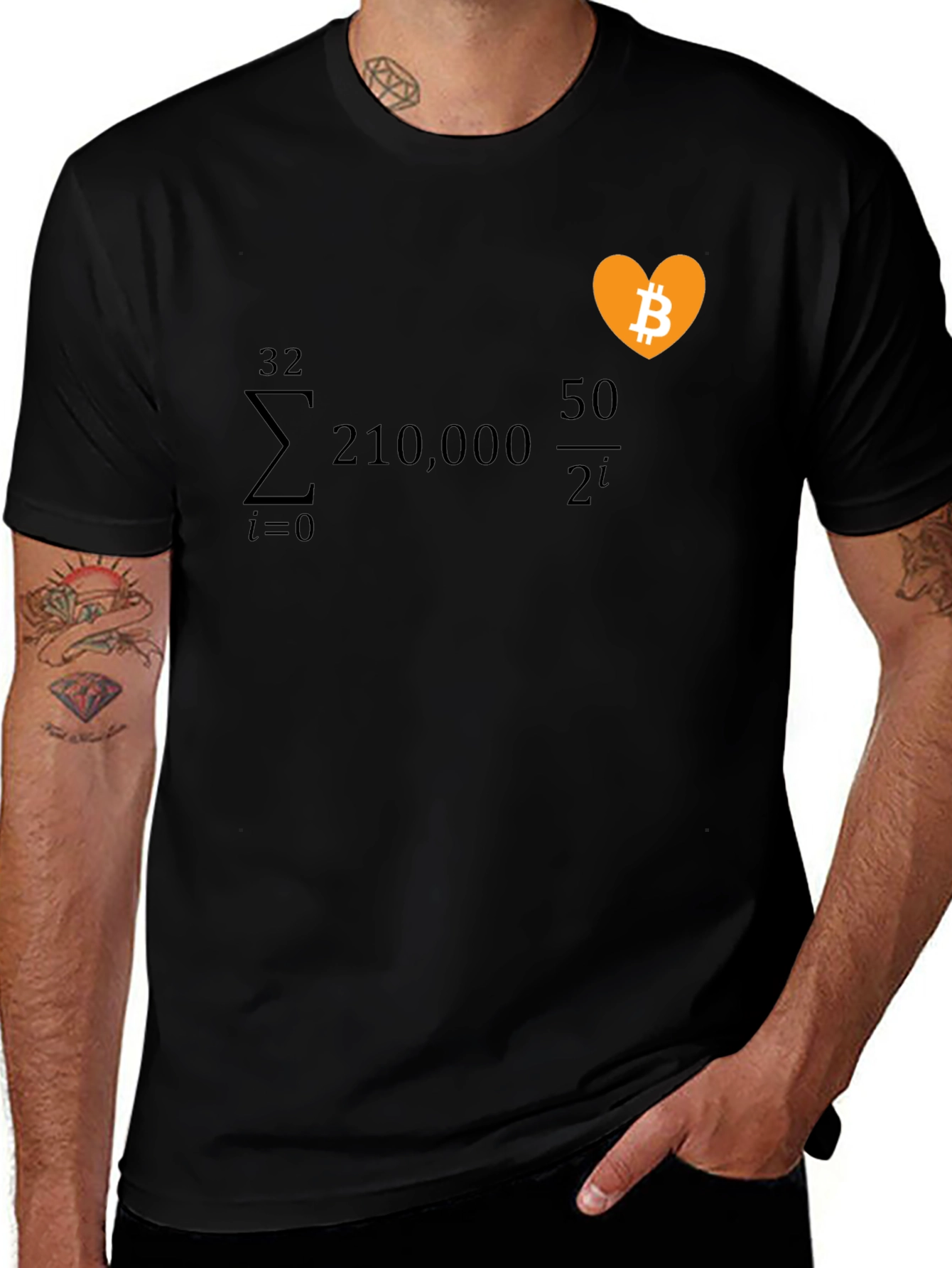 Variant 8 of Bitcoin Math Equation Heart Graphic Tee