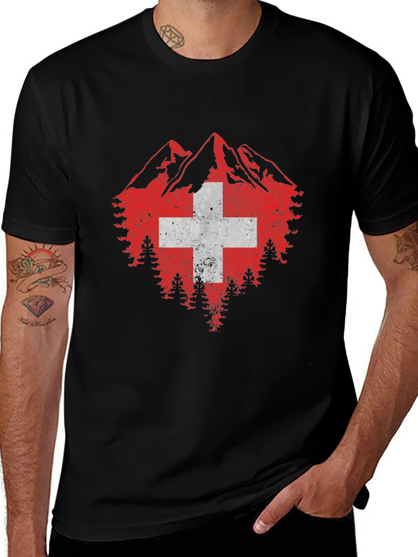 Swiss Flag Mountain Graphic Tee