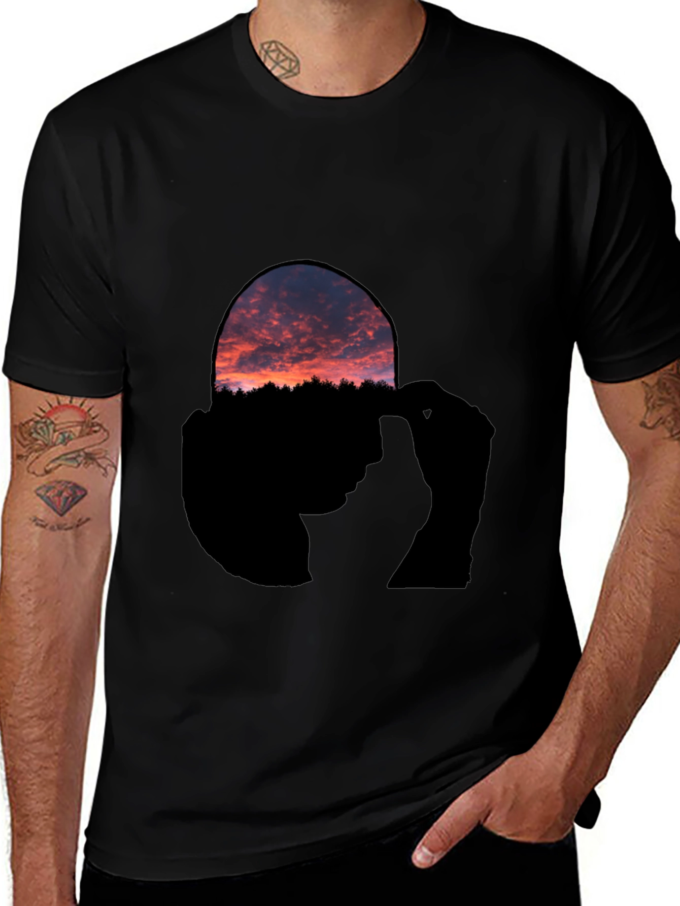 Variant 22 of Silhouette Sunset Graphic Tee - Unisex Black T-Shirt