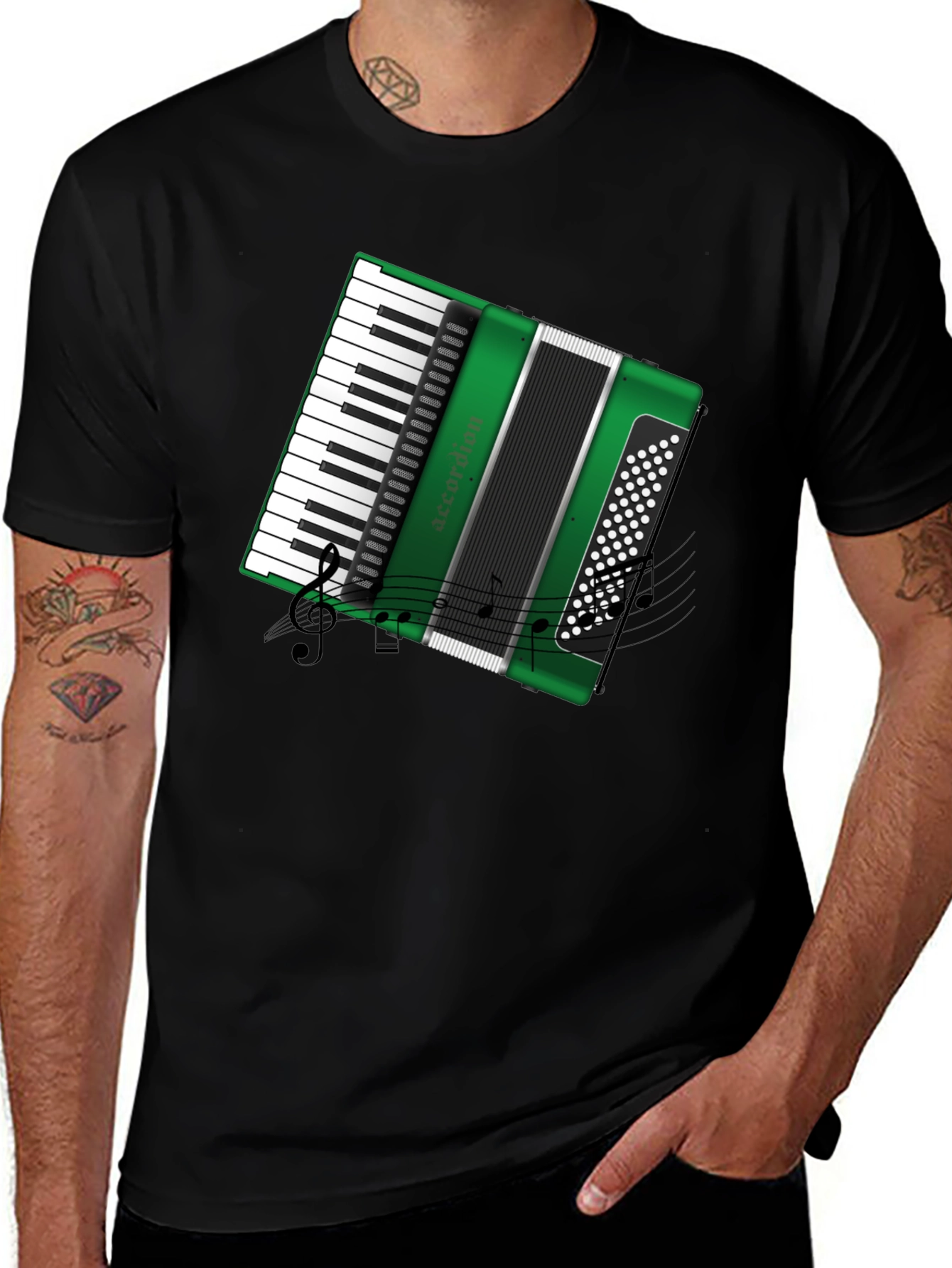 Variant 7 of Green Accordion Graphic Tee - Musician's Gift