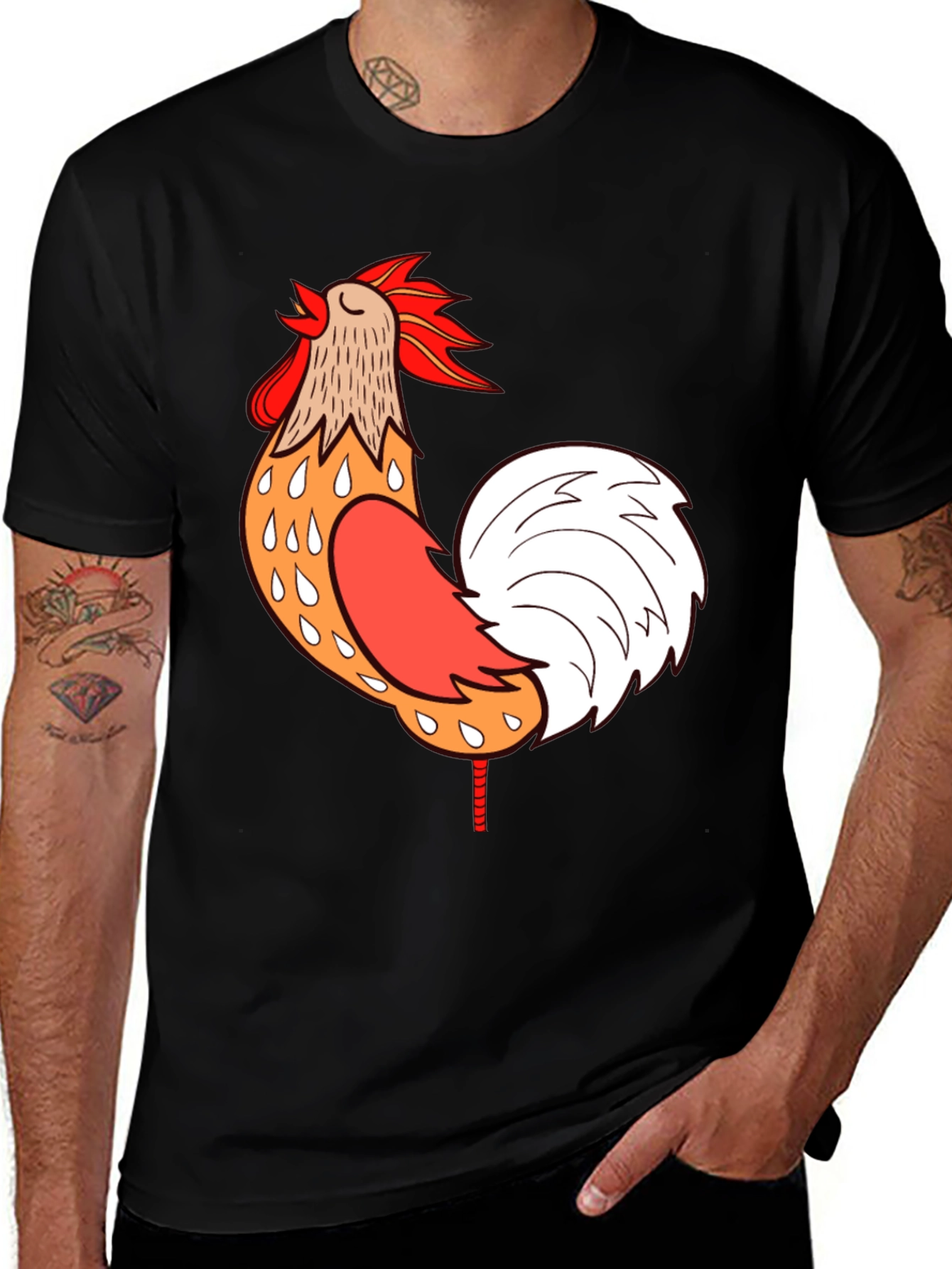 Variant 4 of Rooster Graphic T-Shirt - Quirky Bird Tee