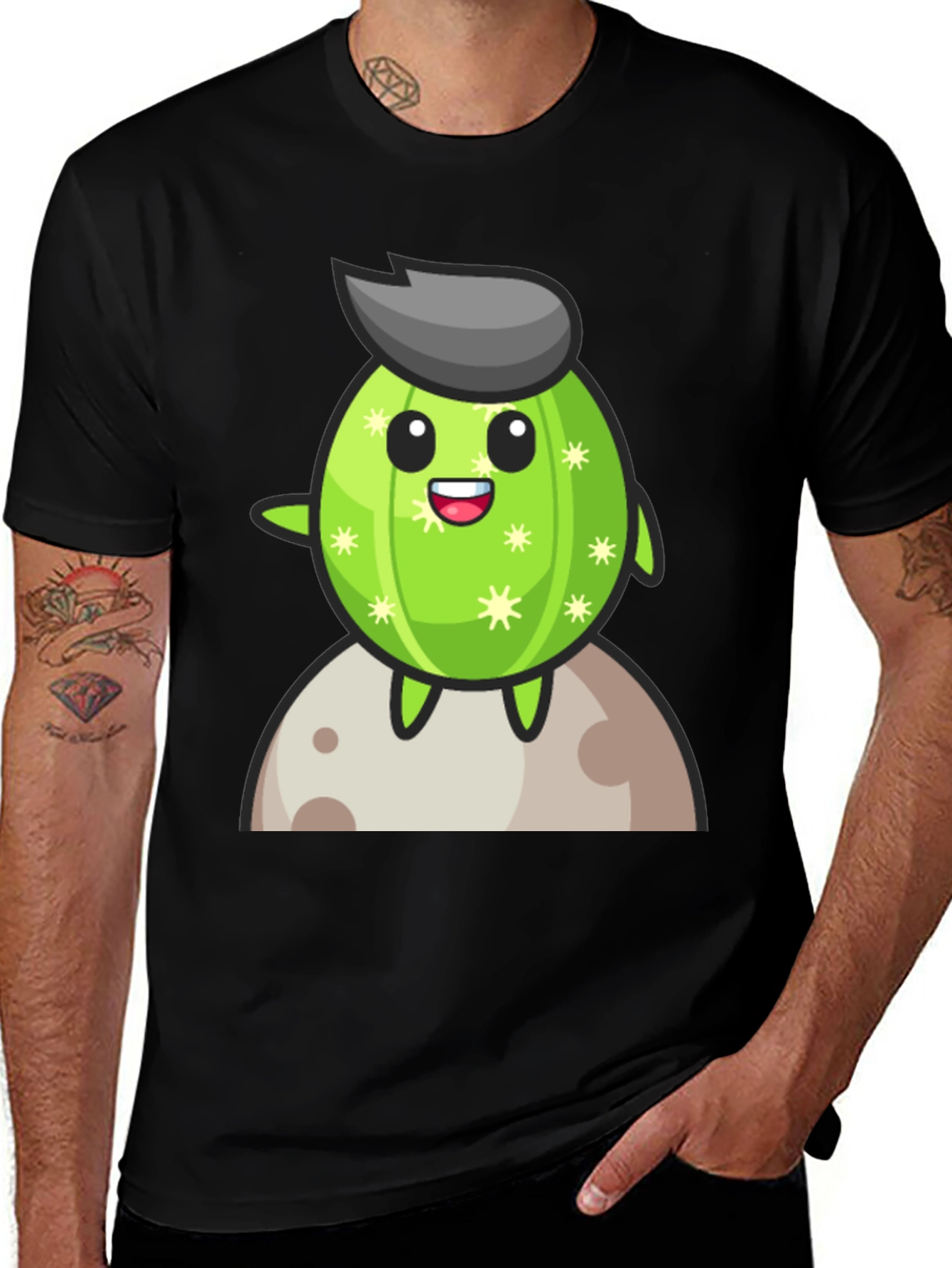 Variant 24 of Cartoon Cactus on the Moon T-Shirt