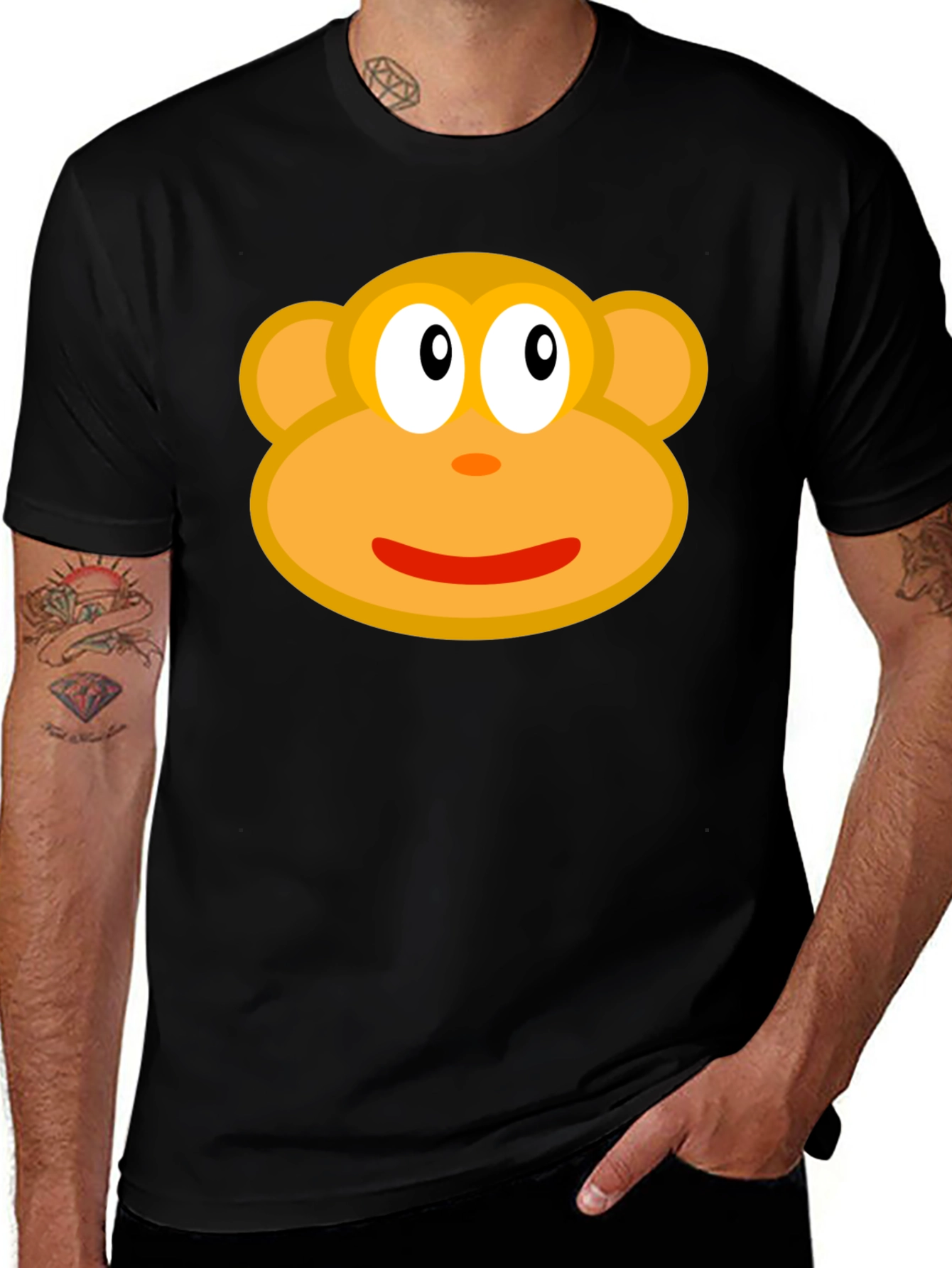 Variant 30 of Monkey Face Graphic Tee - Black Cotton T-Shirt