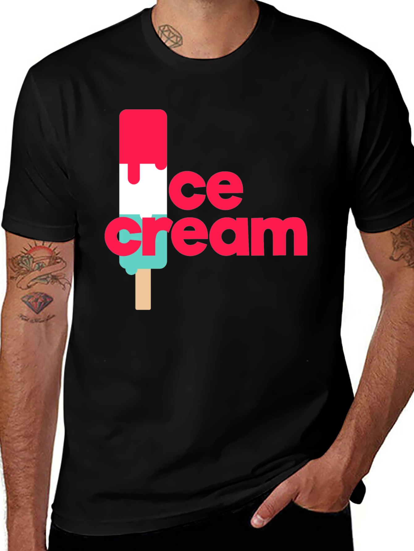 Variant 10 of Ice Cream Graphic Black T-Shirt