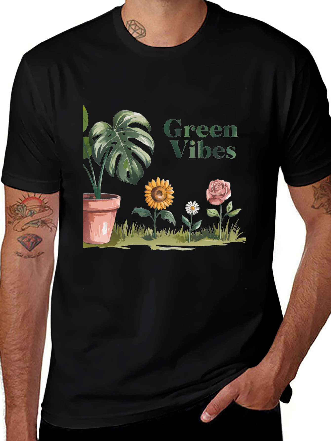 Variant 19 of Green Vibes Graphic Tee - Stylish and Comfy