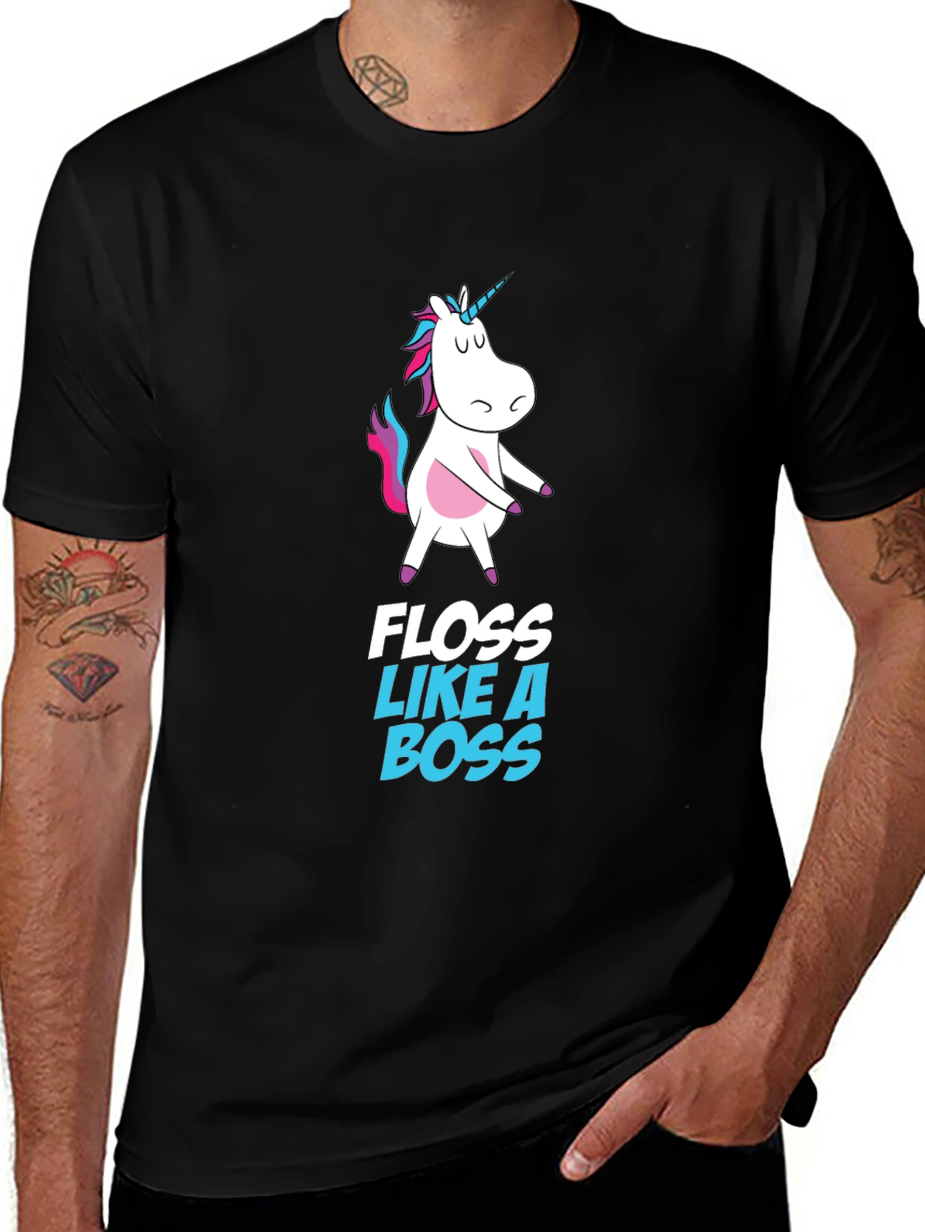 Variant 22 of Unicorn Floss Like A Boss Black T-Shirt