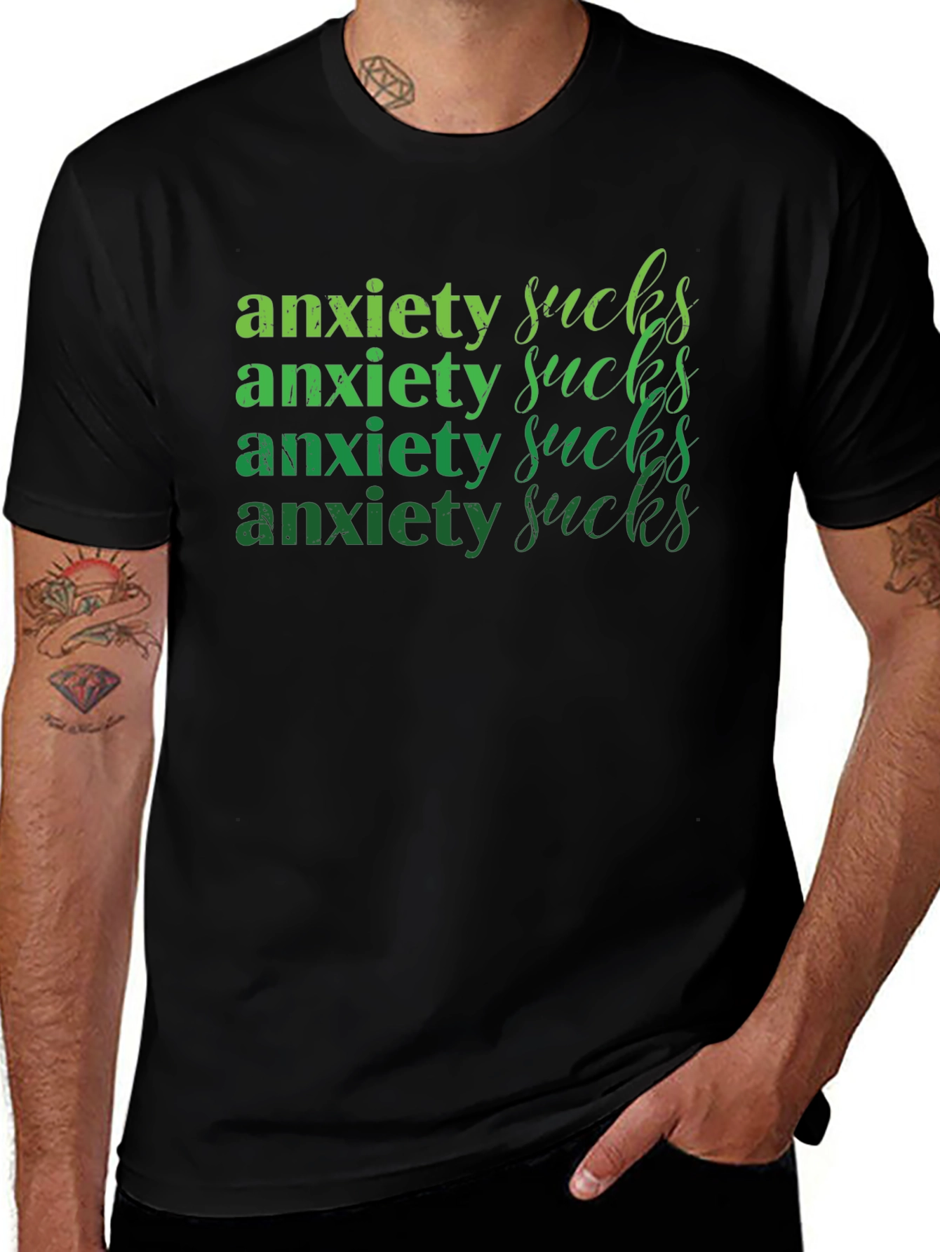 Variant 6 of Anxiety Sucks Graphic Tee - Unisex Black T-Shirt