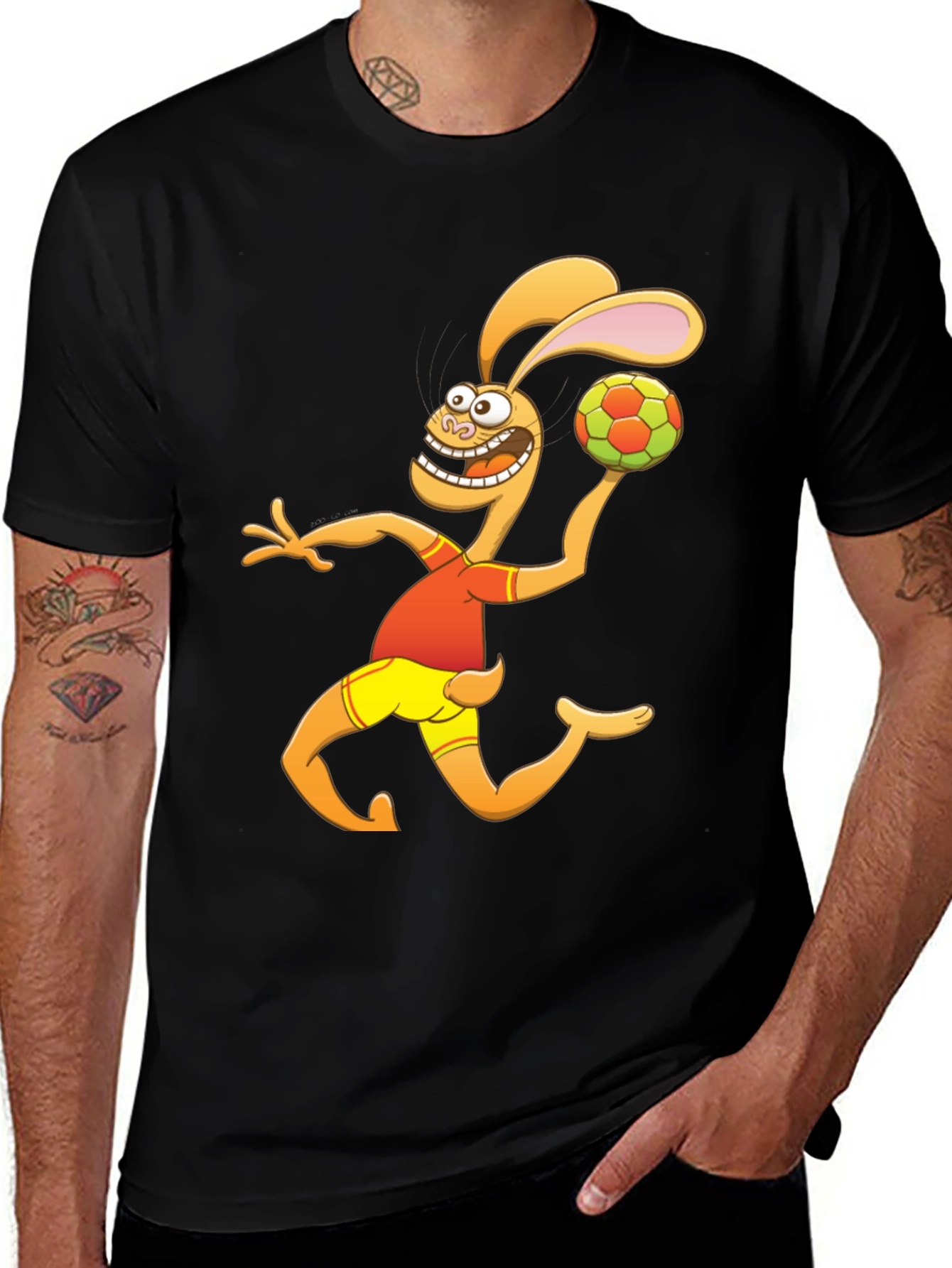 Variant 11 of Cartoon Rabbit Handball Player Graphic T-Shirt