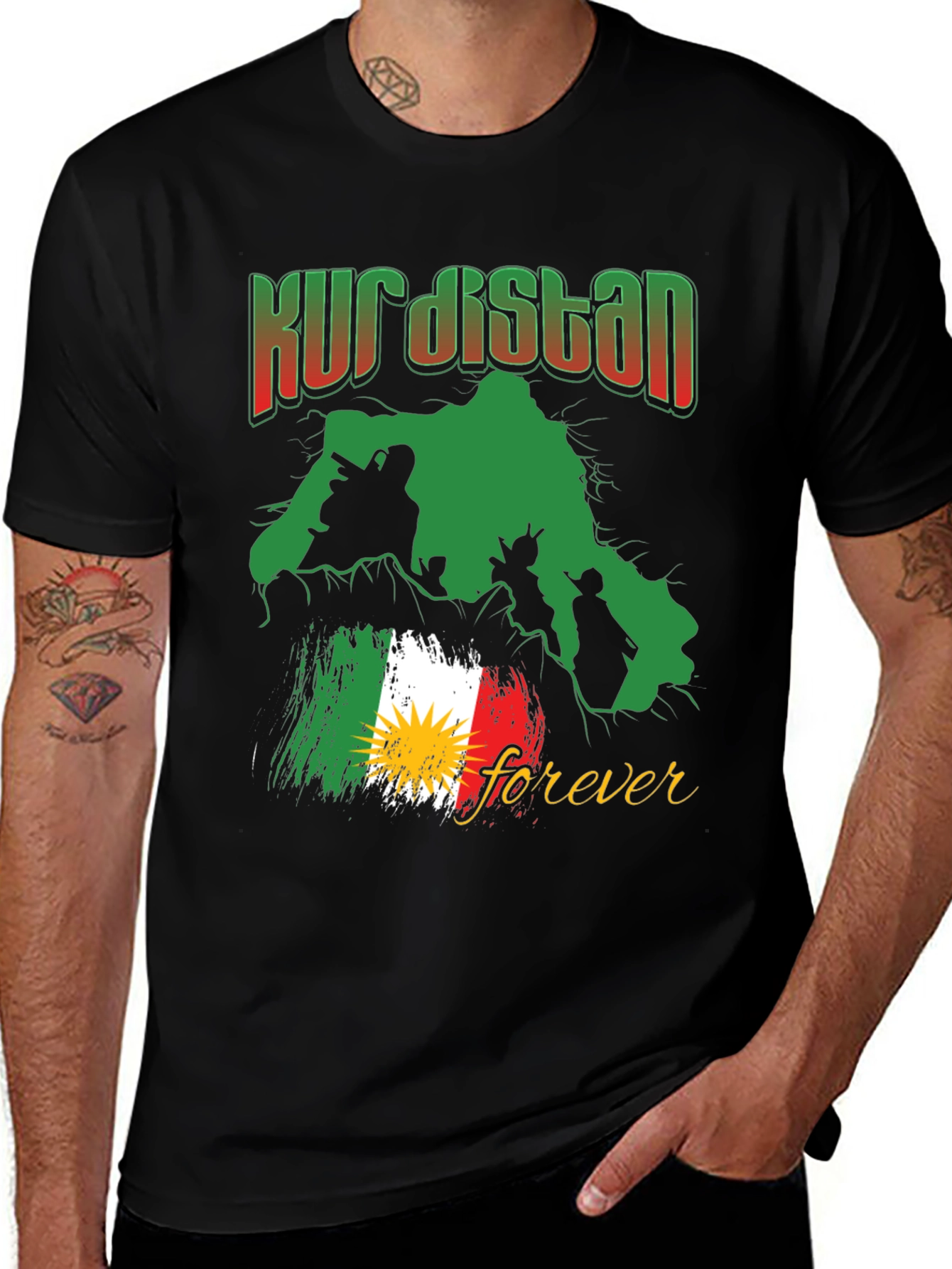 Kurdistan Forever Graphic T-Shirt - Black