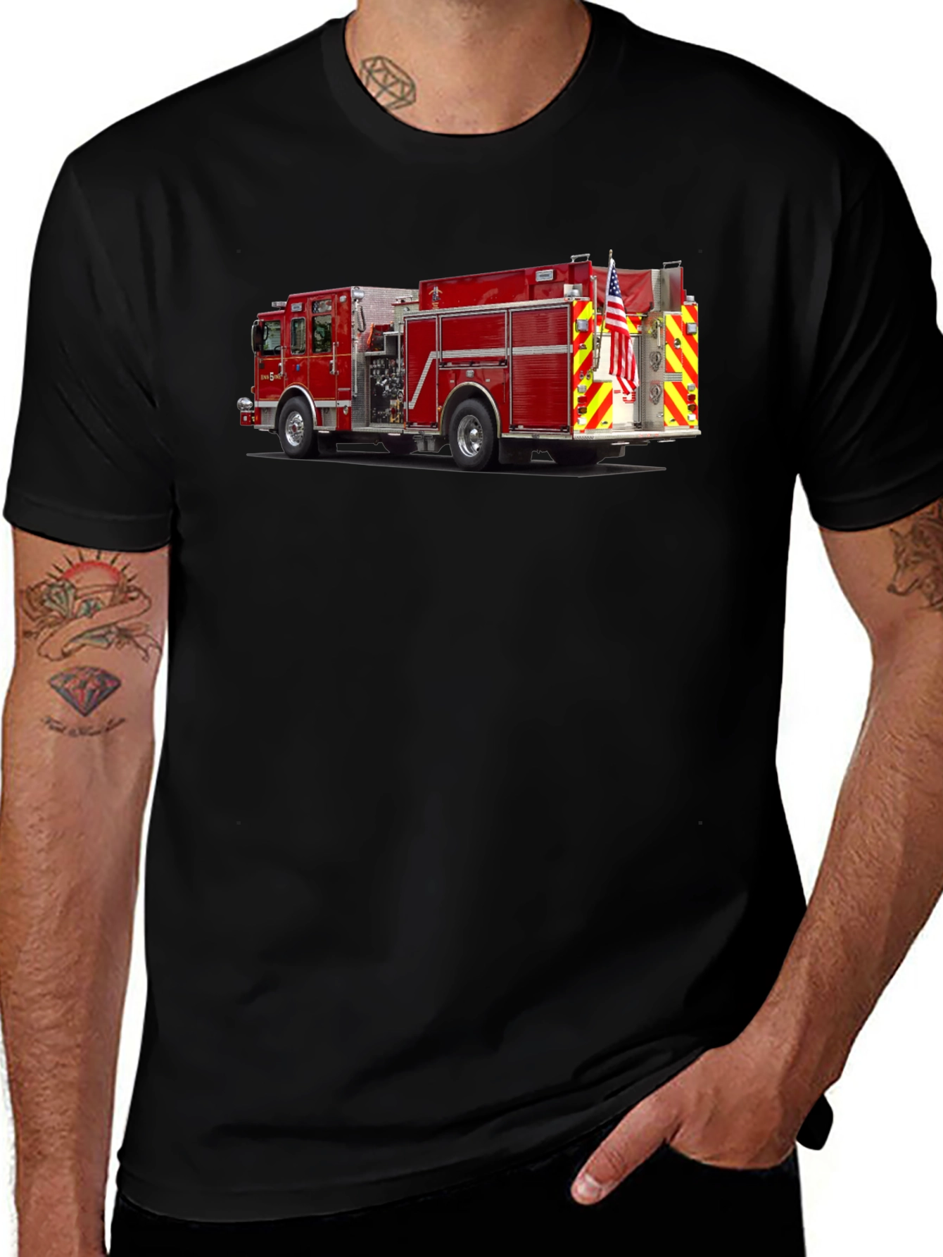 Variant 10 of Fire Engine Graphic T-Shirt - Black