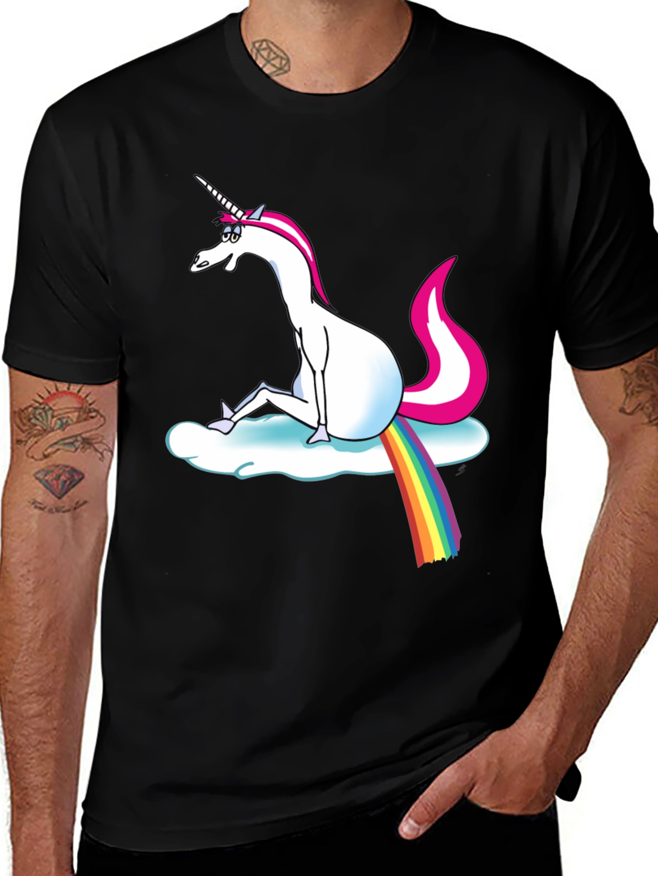 Variant 16 of Unicorn Rainbow Funny T-Shirt - Men's Black Tee