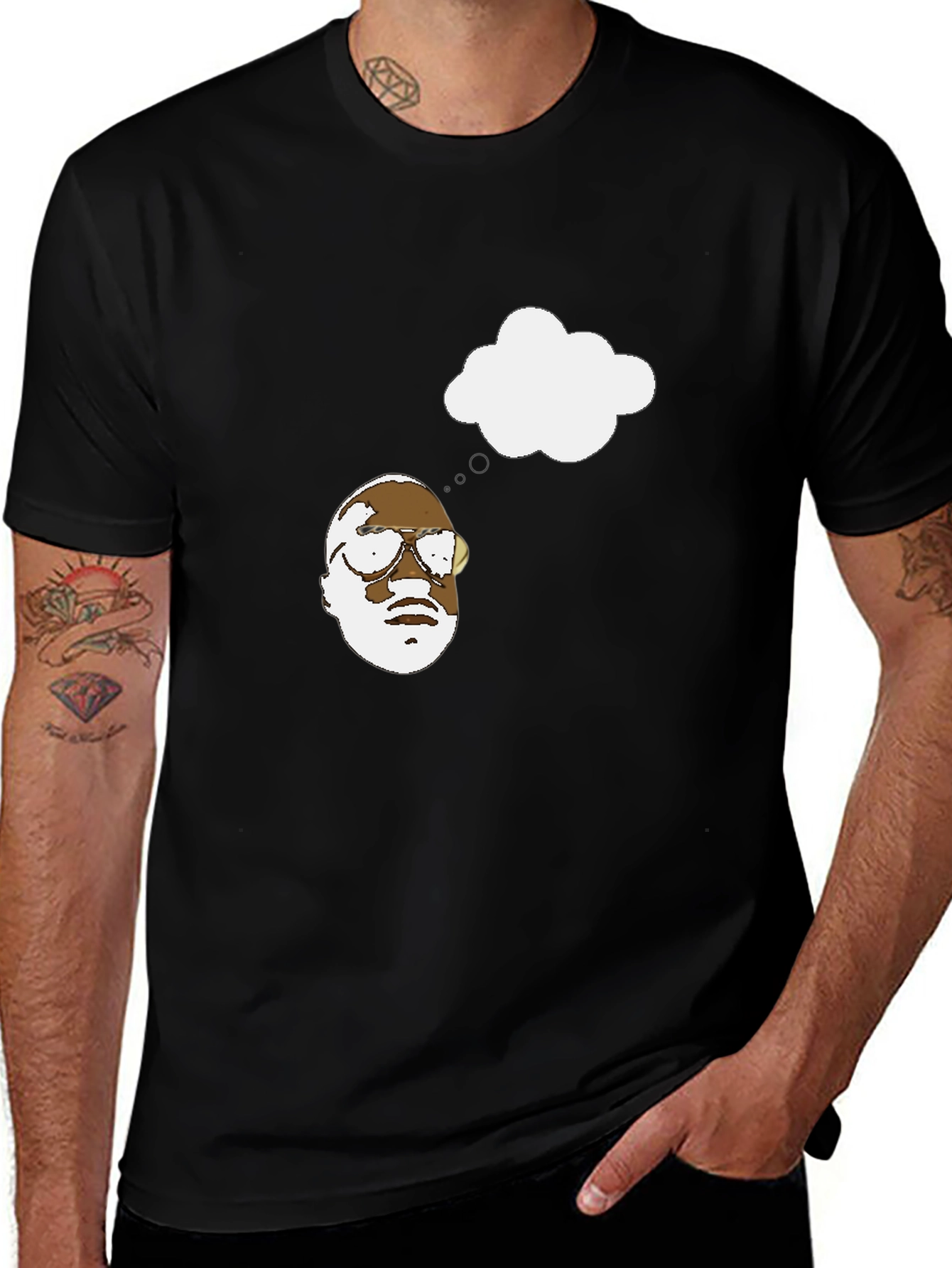 Variant 11 of Thinking Man Graphic Black T-Shirt