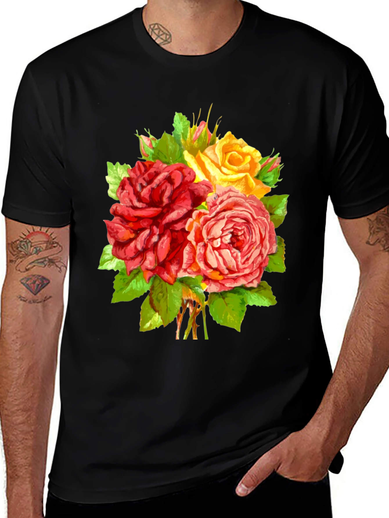 Variant 29 of Floral Roses T-Shirt - Stylish Graphic Tee