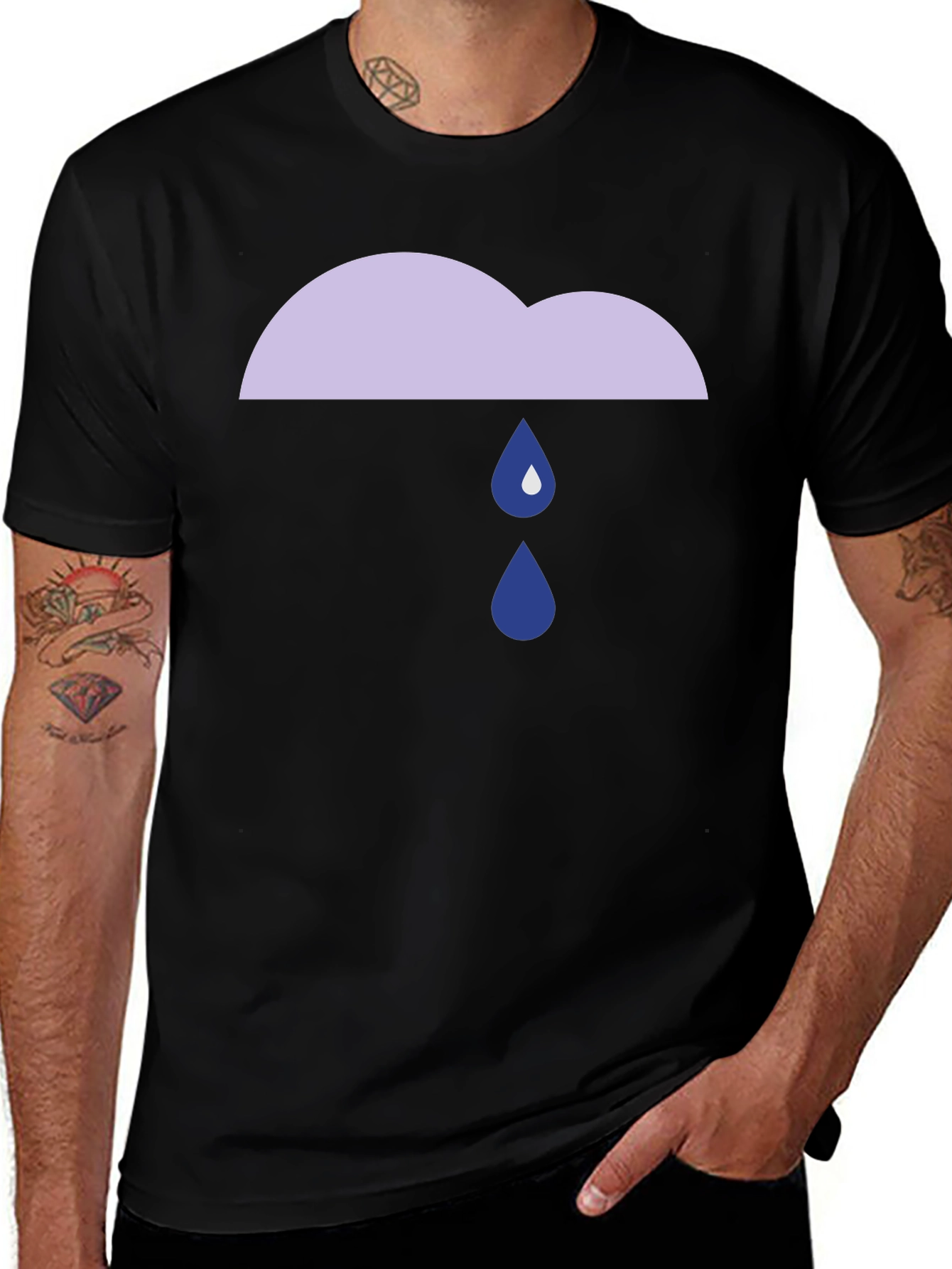 Rainy Cloud Graphic Tee - Black Cotton T-Shirt