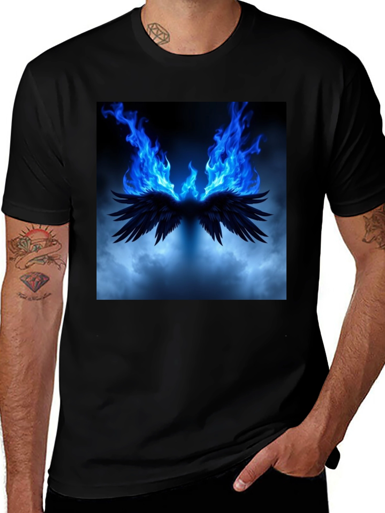 Variant 23 of Fiery Wings Graphic Black T-Shirt