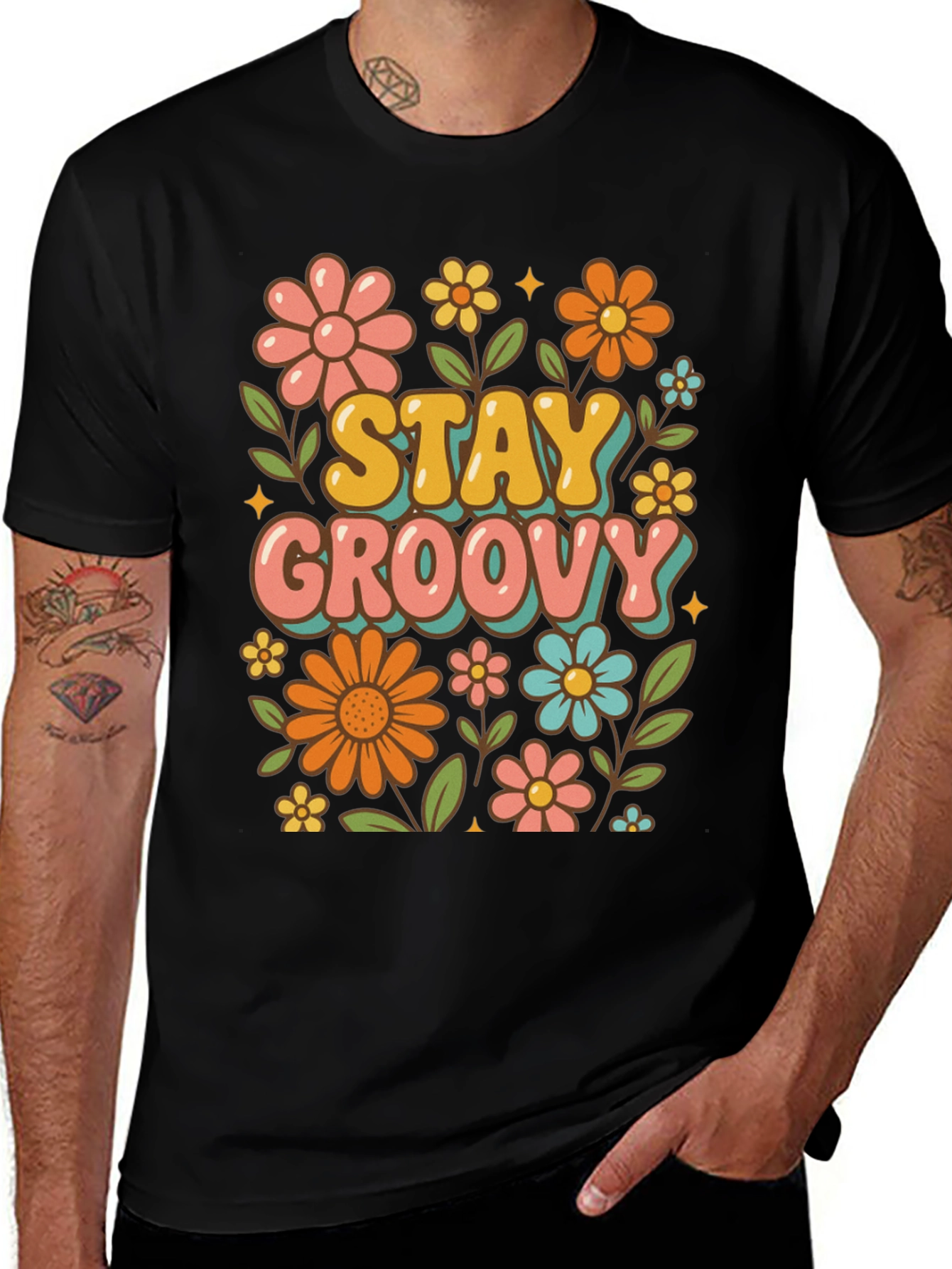 Variant 26 of Stay Groovy Retro Floral T-Shirt