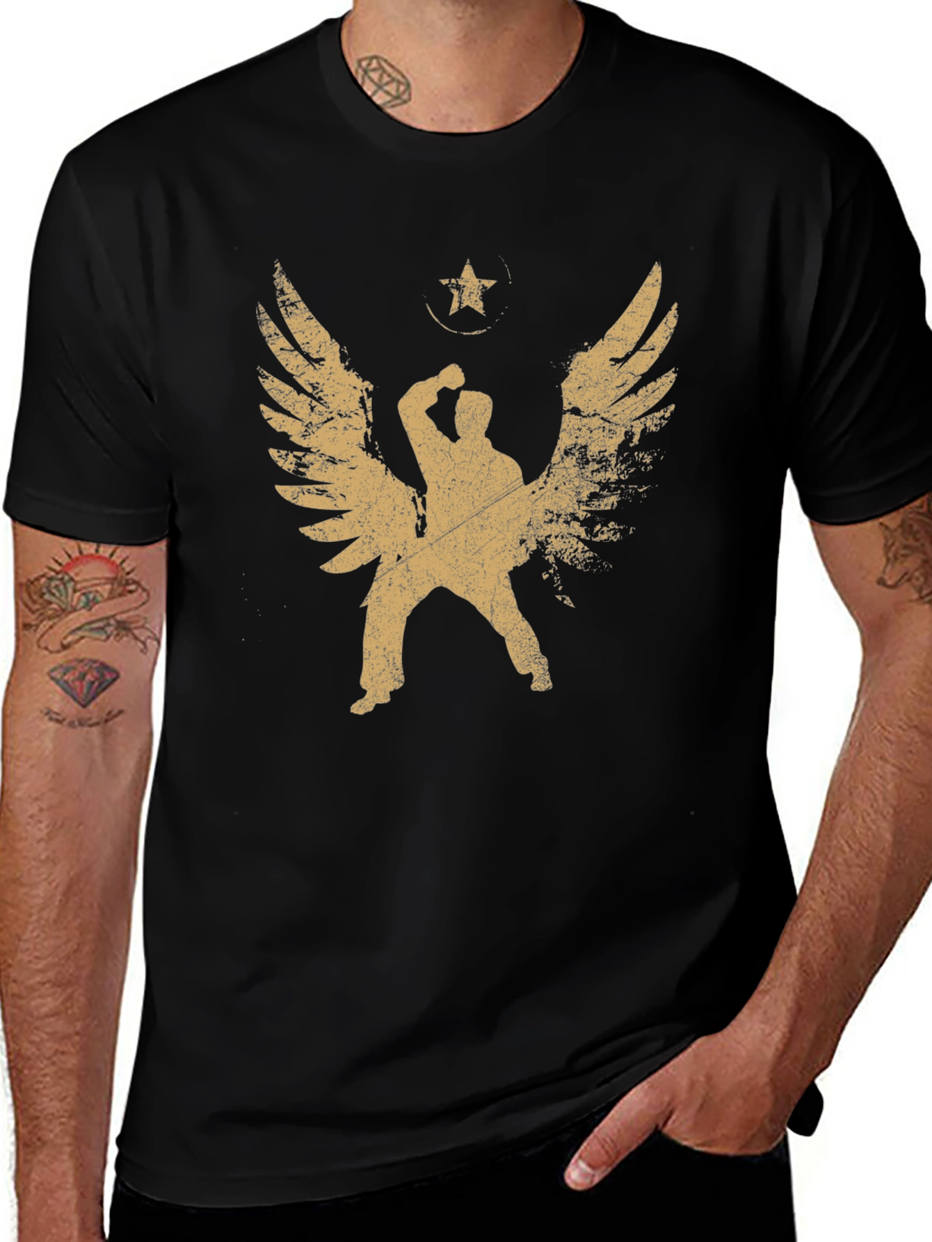 Variant 21 of Winged Warrior Graphic T-Shirt - Black