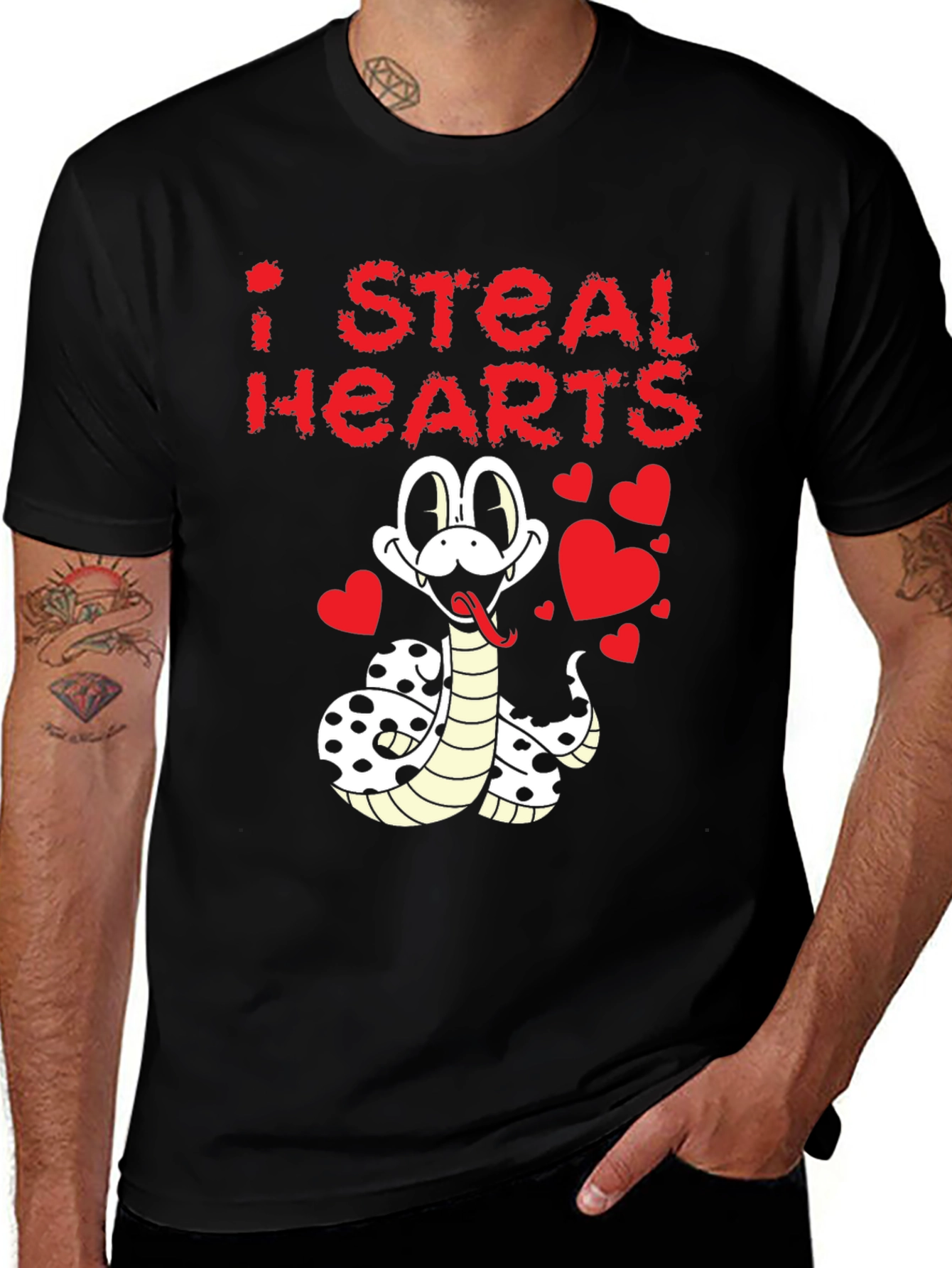 Black I Steal Hearts Snake Graphic Tee main image