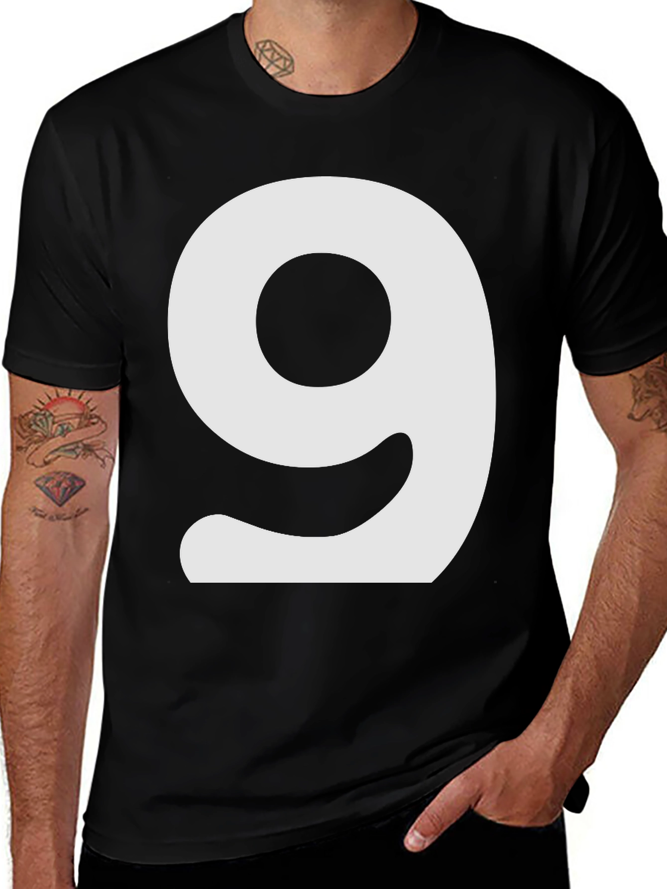 Variant 14 of Number 9 Graphic Tee - Casual Black T-Shirt