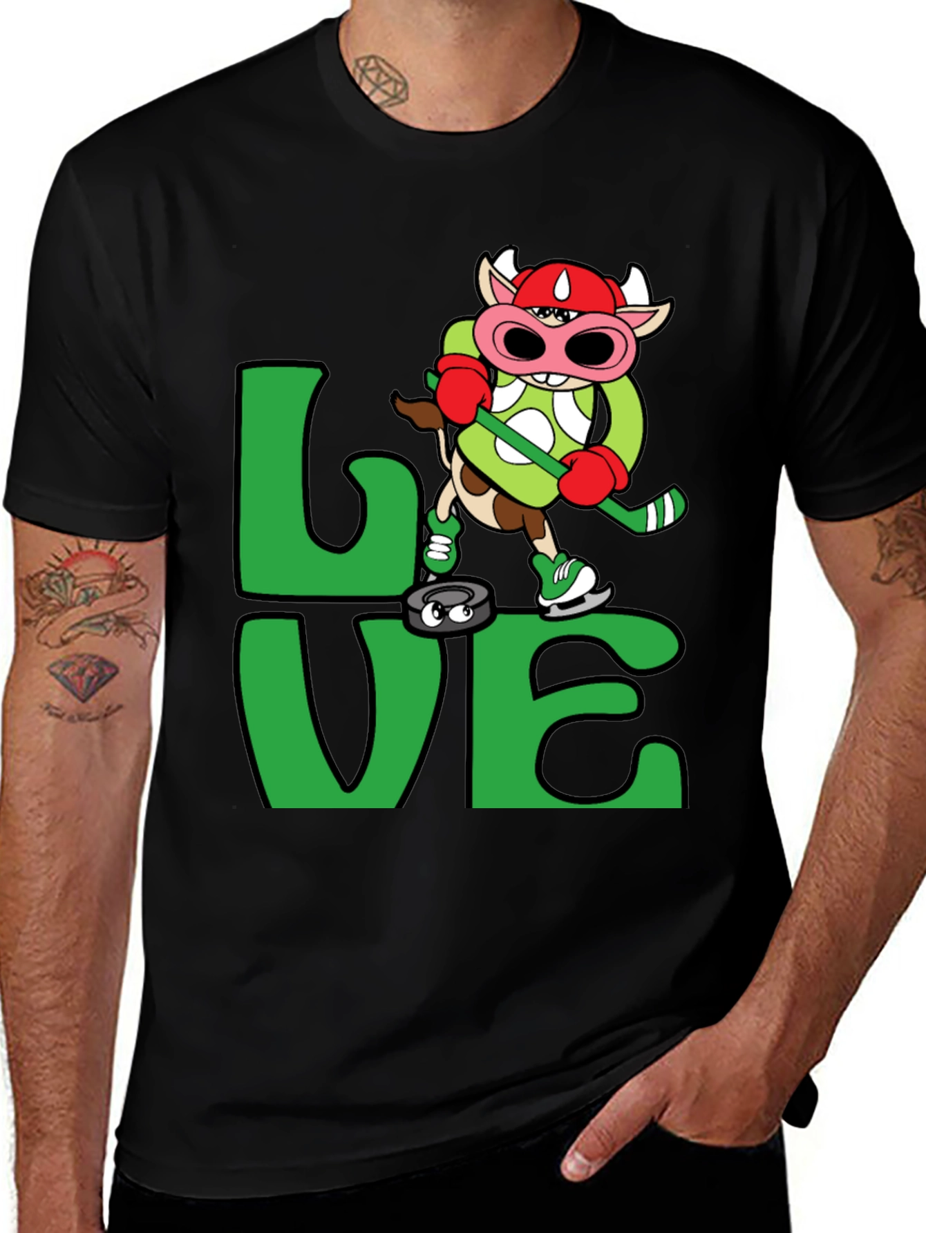 Variant 27 of Love Hockey Cow T-Shirt Black