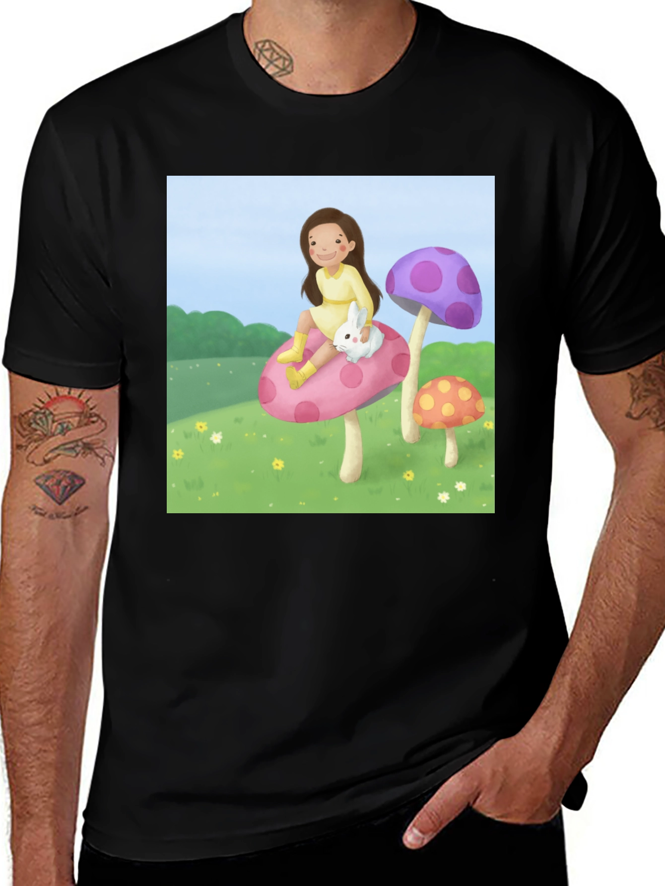 Variant 18 of Cartoon Girl Mushroom Graphic Tee