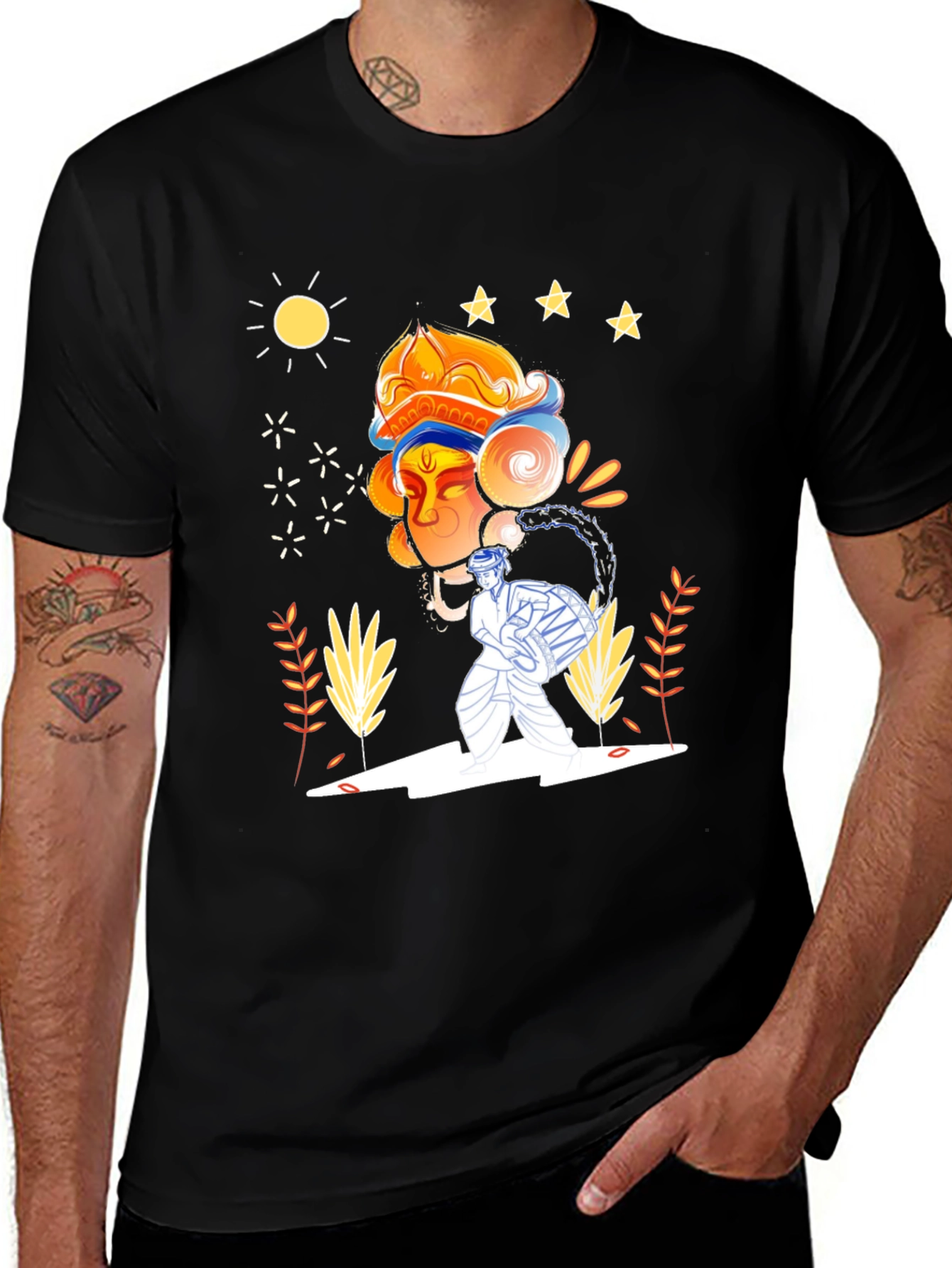 Variant 23 of Artistic Graphic Print Black T-Shirt