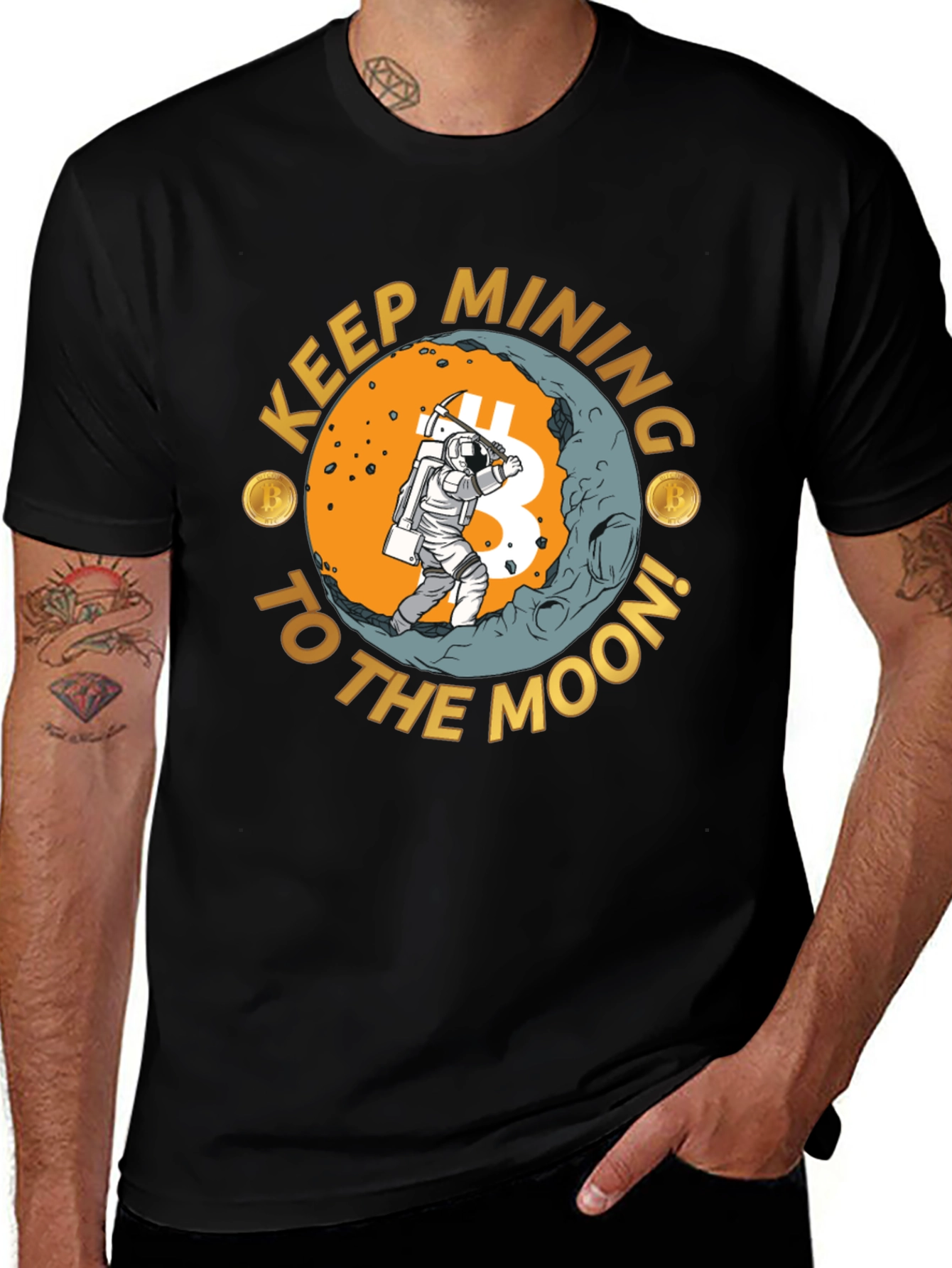 Bitcoin Mining to the Moon Graphic Tee