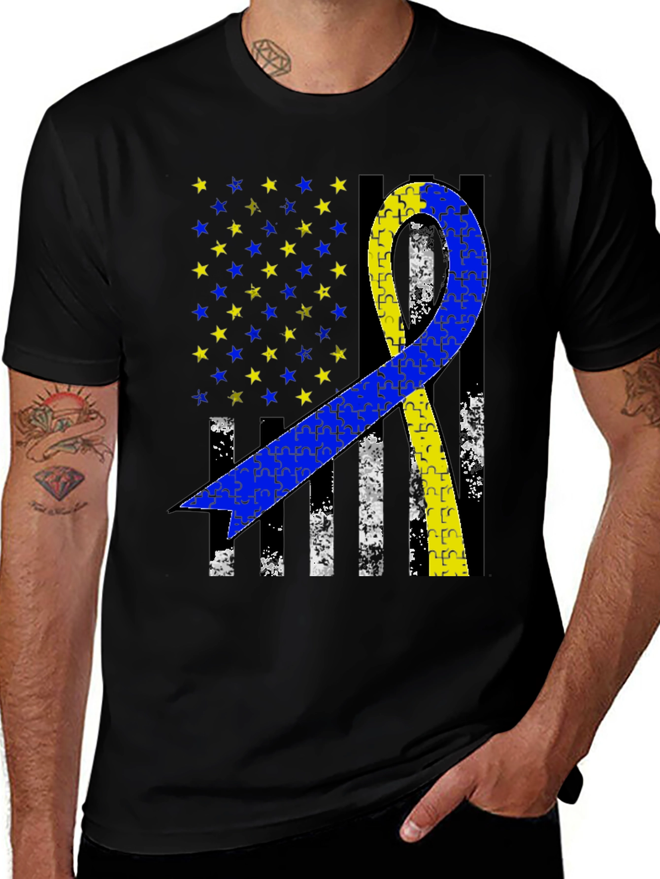 Down Syndrome Awareness Ribbon Flag T-Shirt