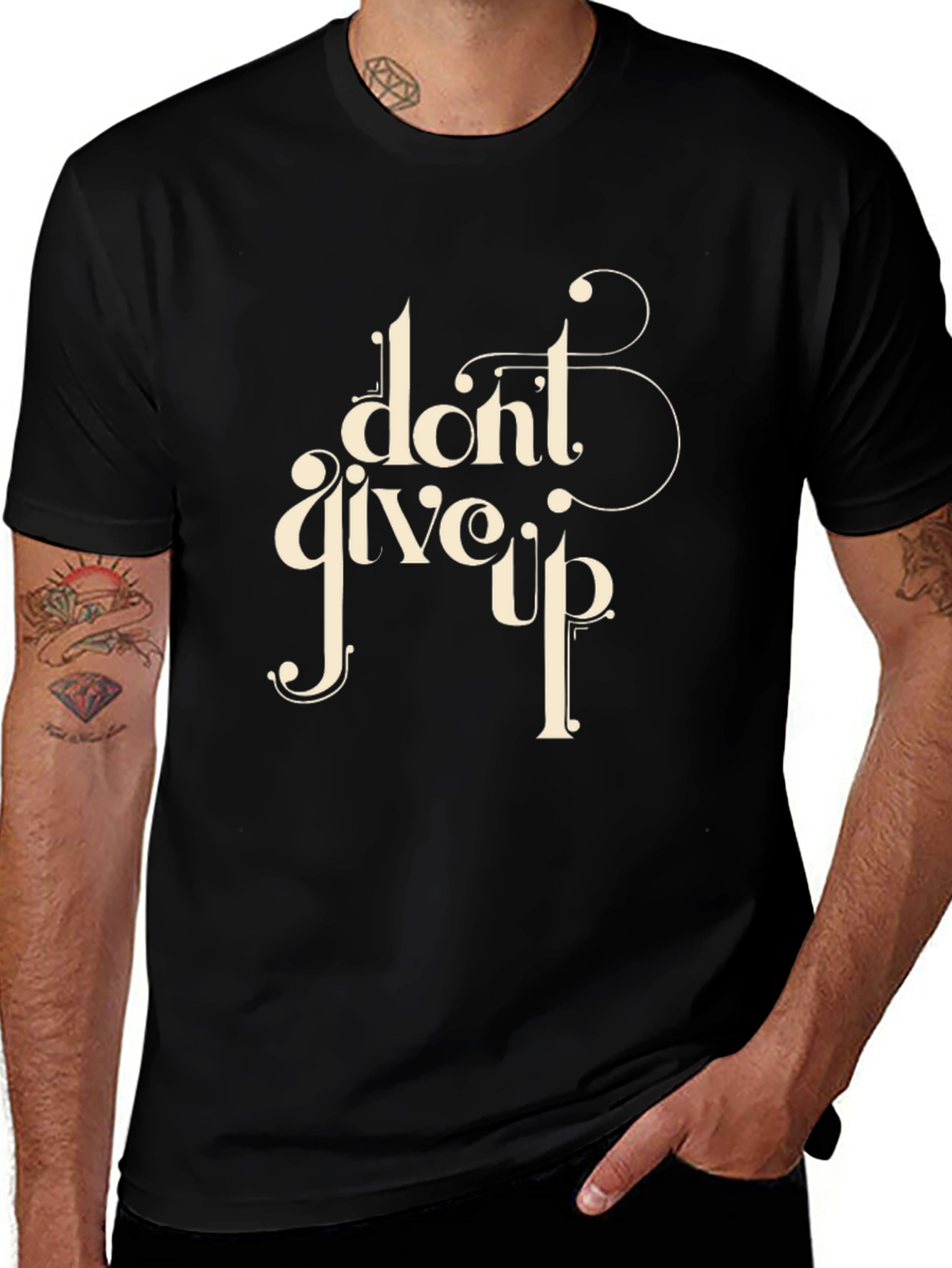 Variant 26 of Don't Give Up Graphic Tee - Black