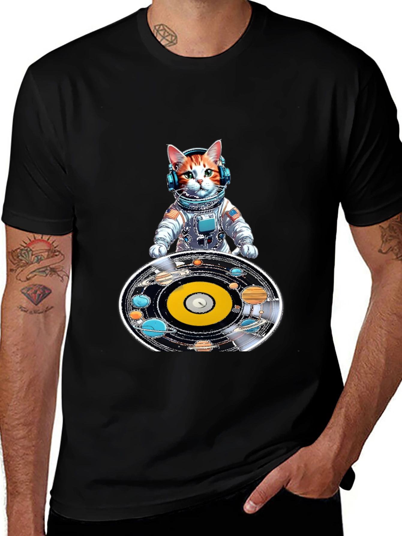 Variant 17 of Space Cat DJ Graphic T-Shirt