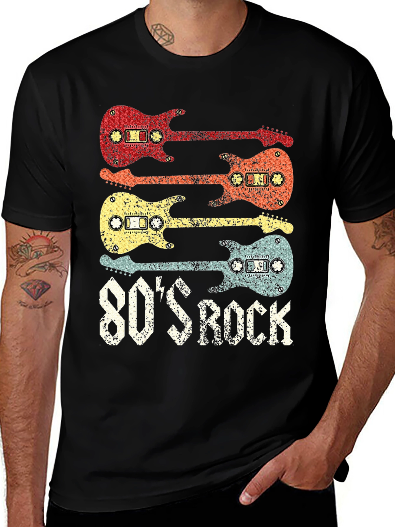 Retro 80's Rock Cassette Guitar T-Shirt