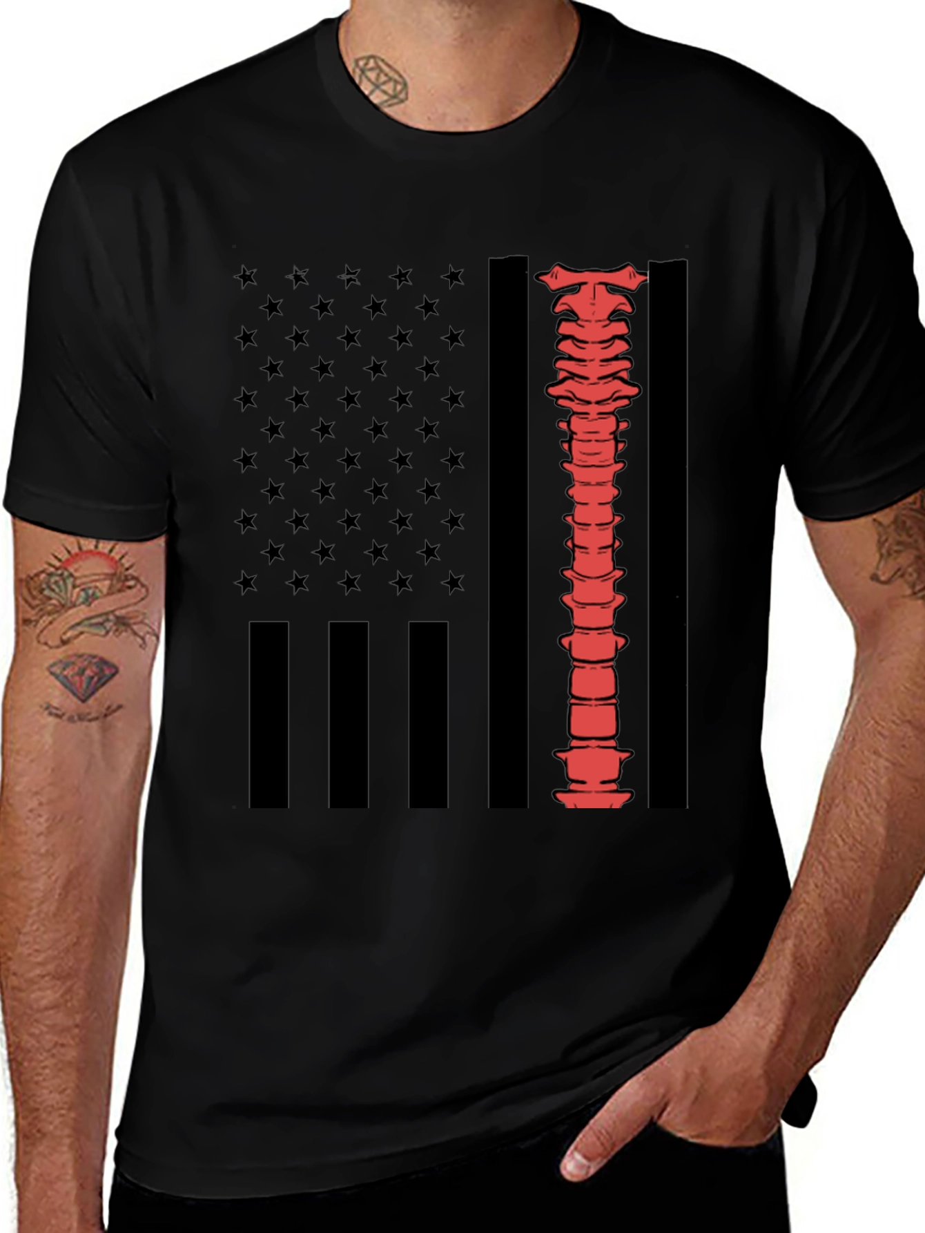 Variant 26 of Spine American Flag Graphic Tee