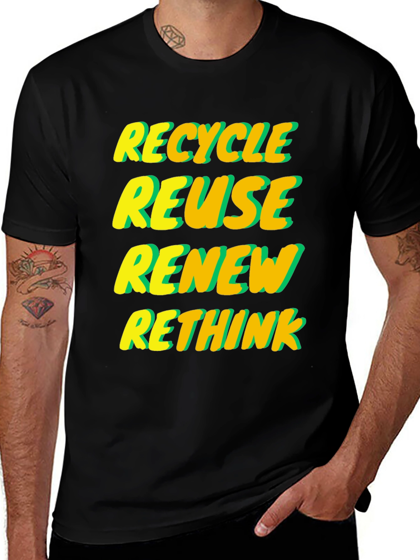 Eco-Friendly Graphic Tee - Recycle Reuse Renew Rethink