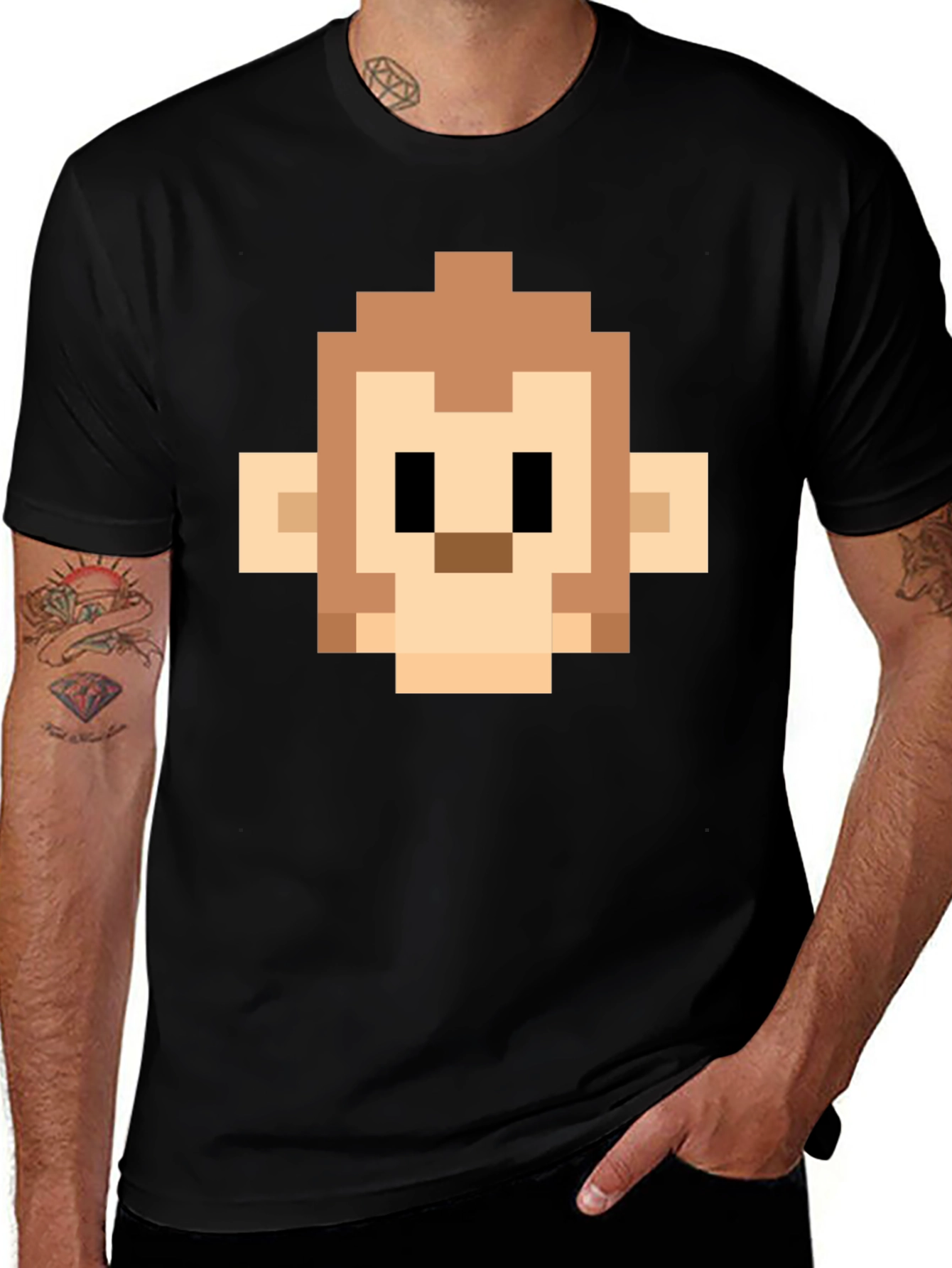 Variant 12 of Pixel Monkey Head Graphic Tee