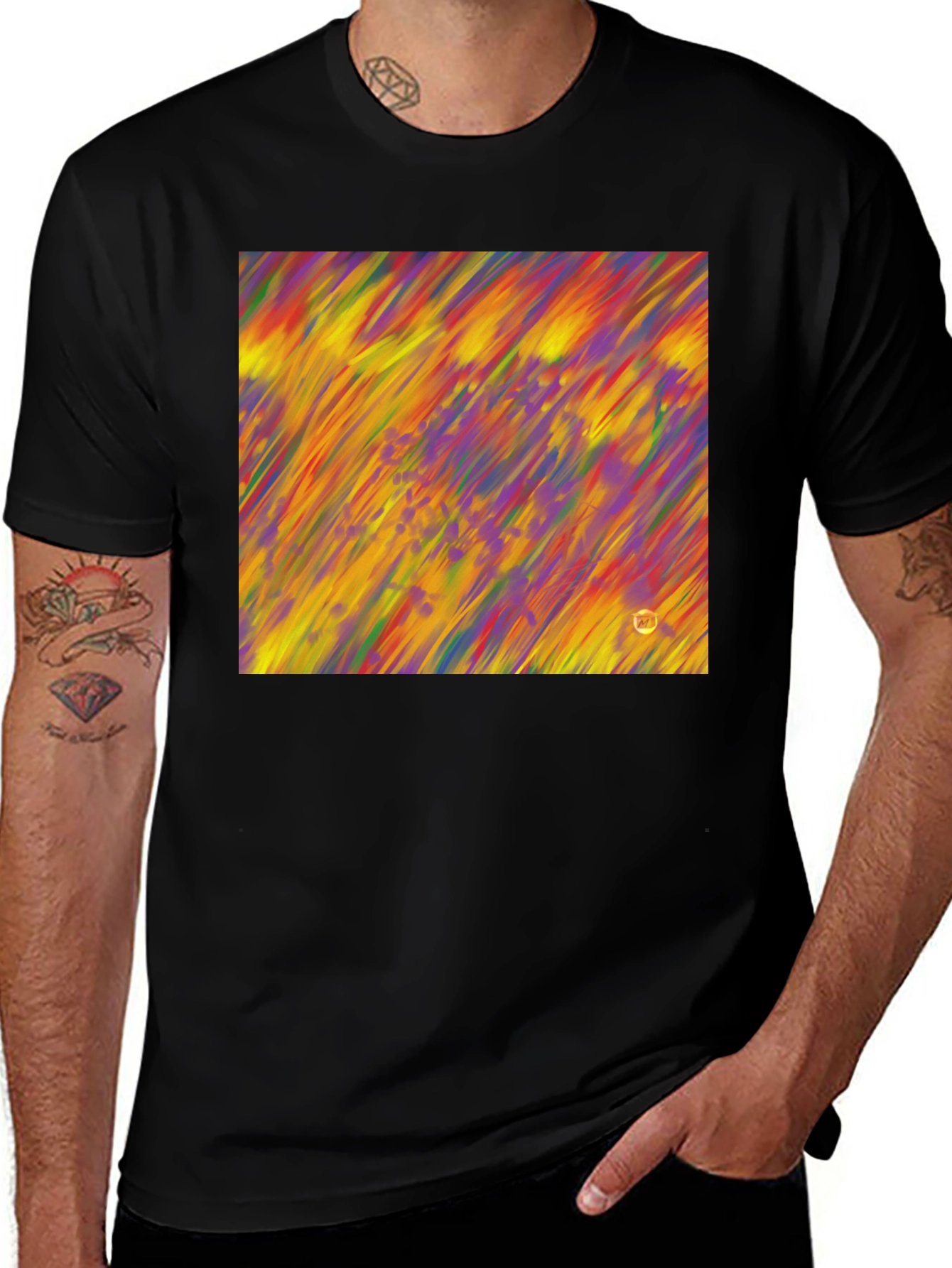 Variant 24 of Abstract Art Men's Black T-Shirt
