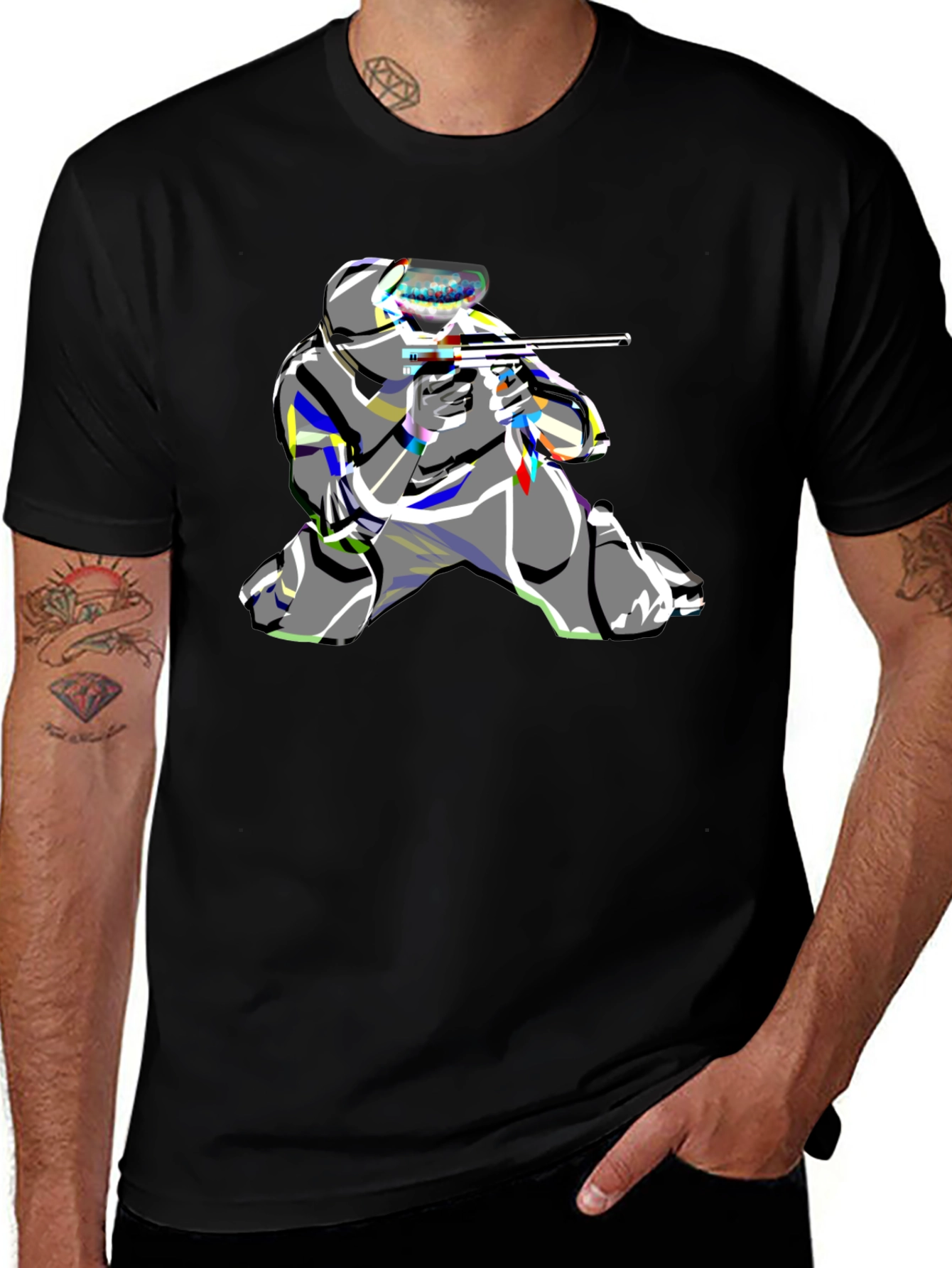 Variant 27 of Paintball Player Black T-Shirt