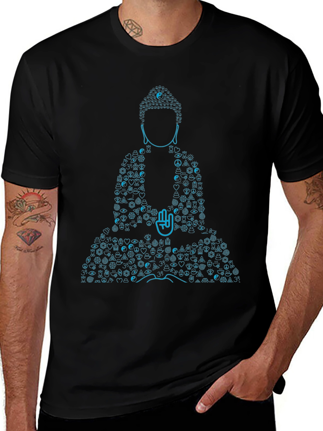 Buddha Symbol Art T-Shirt - Spiritual Graphic Tee