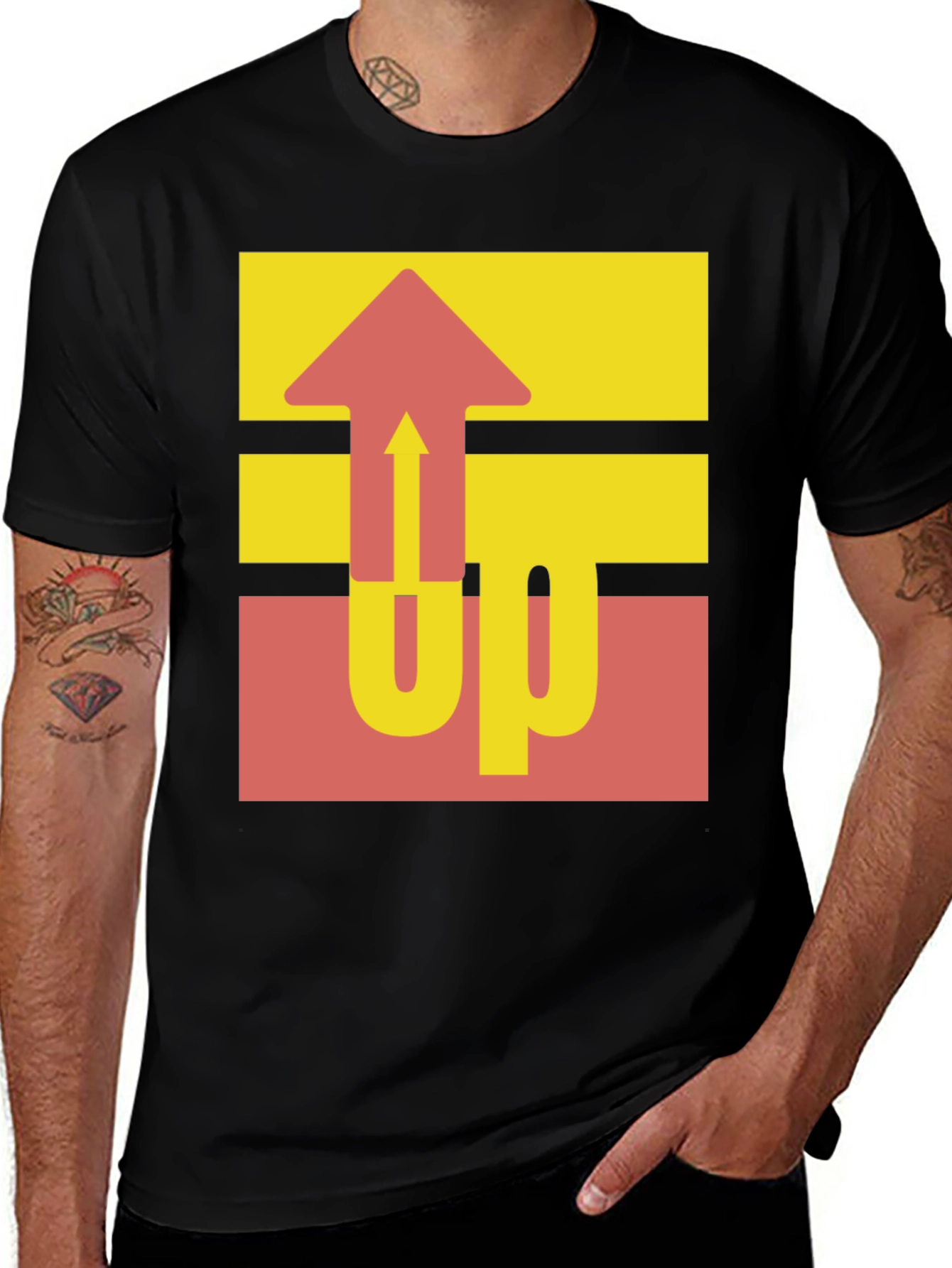 Variant 3 of Retro UP Graphic Tee - Casual Black Cotton Shirt