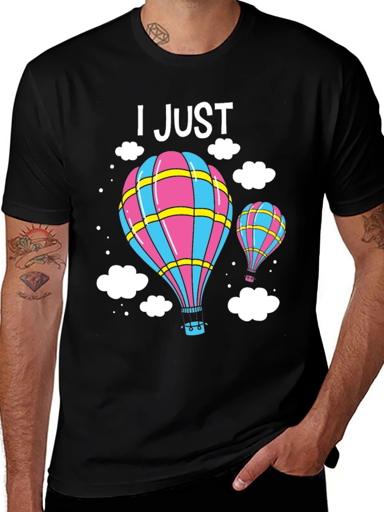 Variant 24 of Hot Air Balloon Graphic Tee - Black