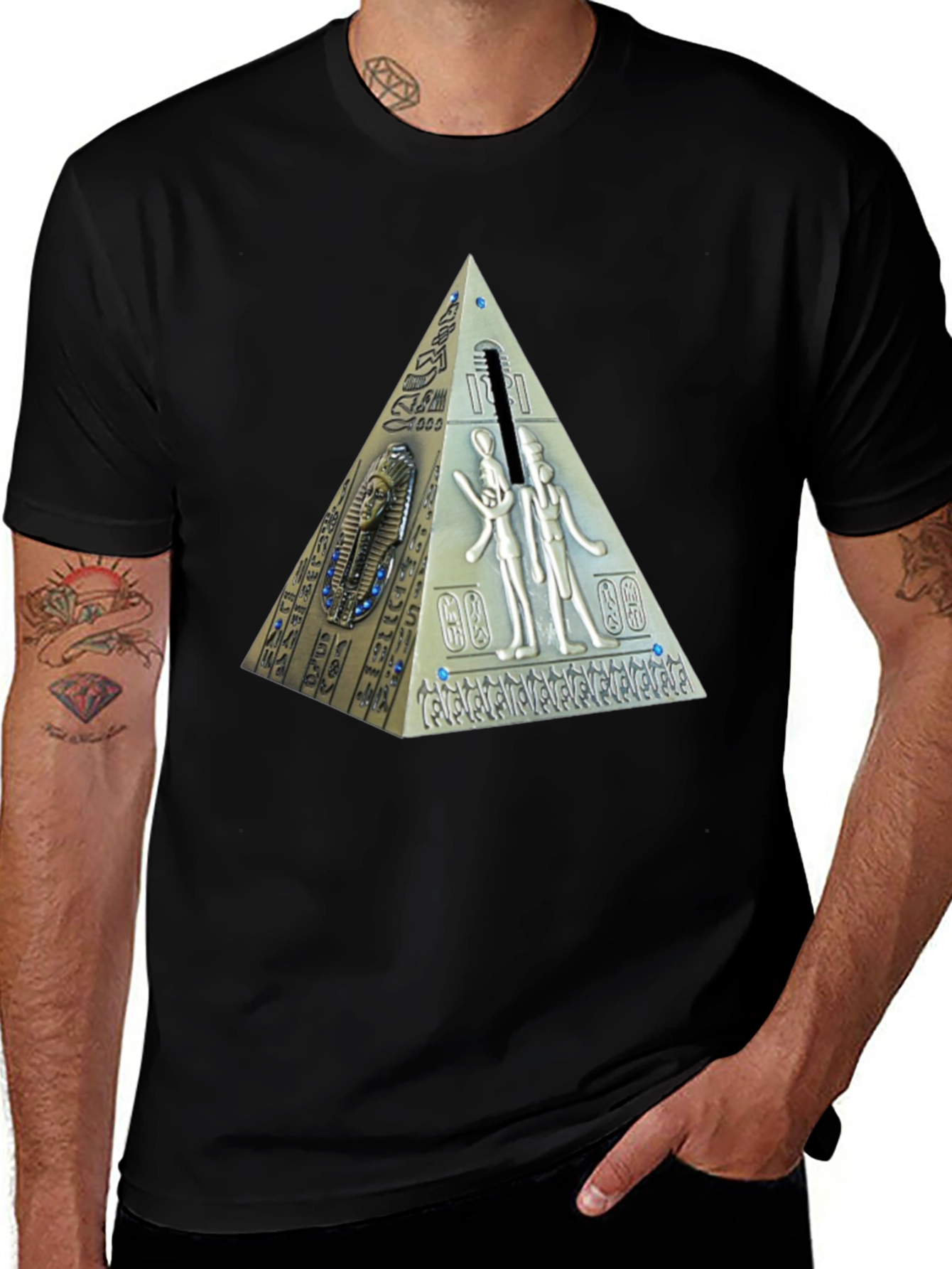Variant 19 of Egyptian Pyramid Graphic T-Shirt - Black