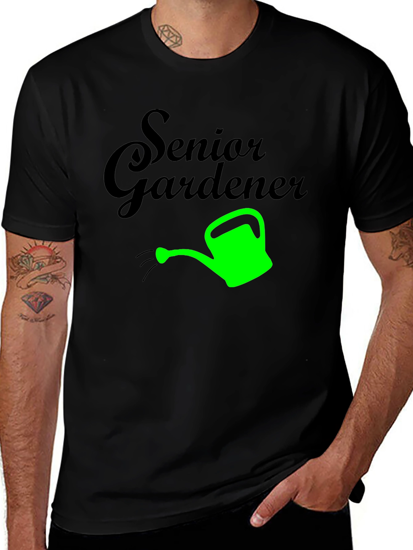 Variant 9 of Senior Gardener T-Shirt - Black Graphic Tee