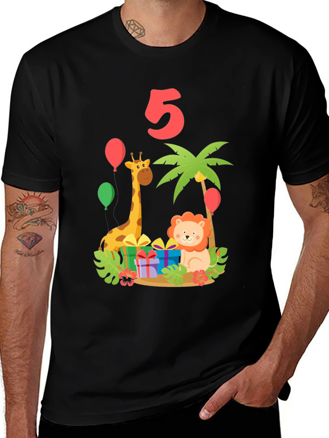 Variant 19 of Kids 5th Birthday Jungle Animals T-Shirt