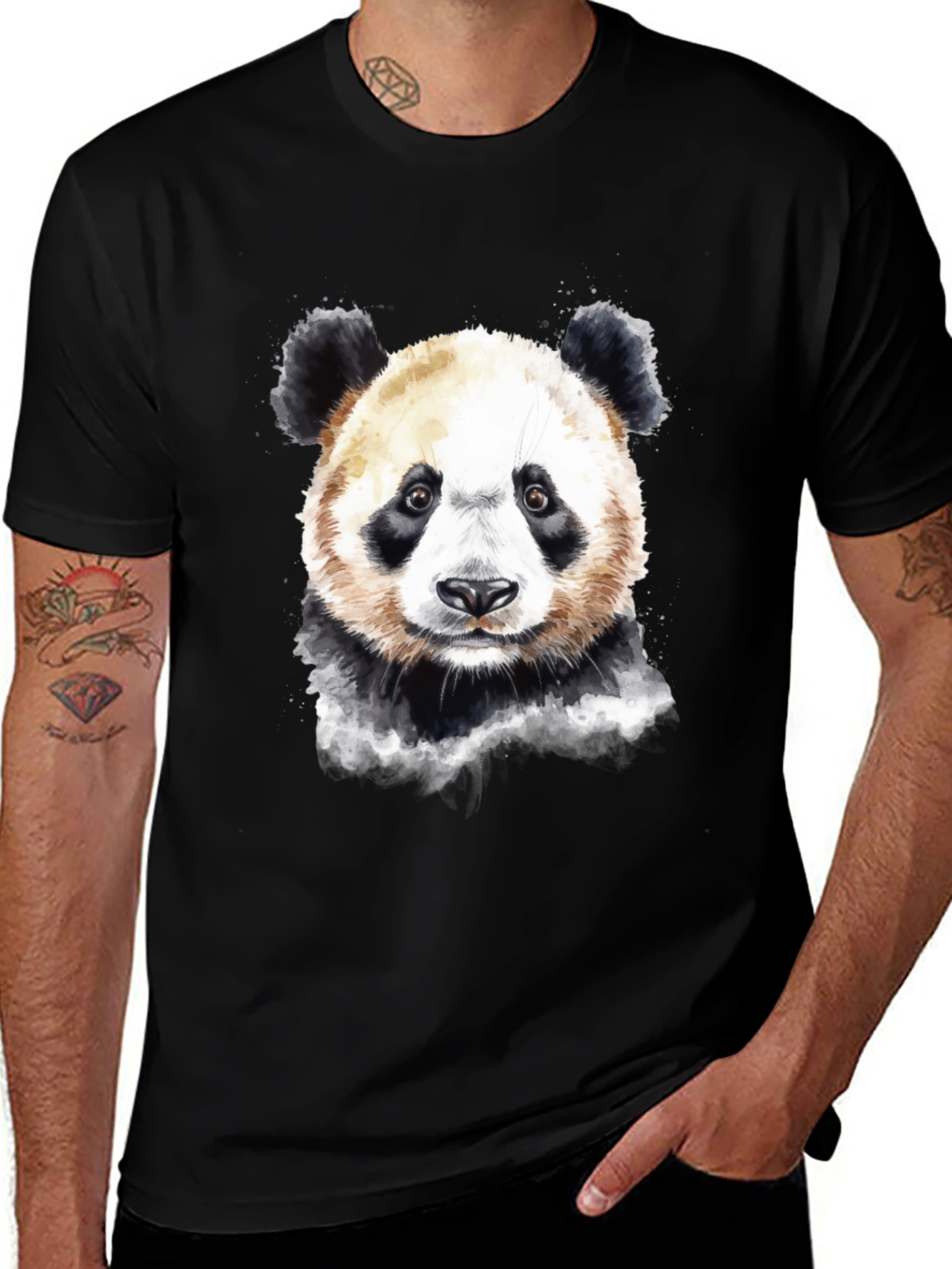 Variant 13 of Panda Portrait T-Shirt - Watercolor Style