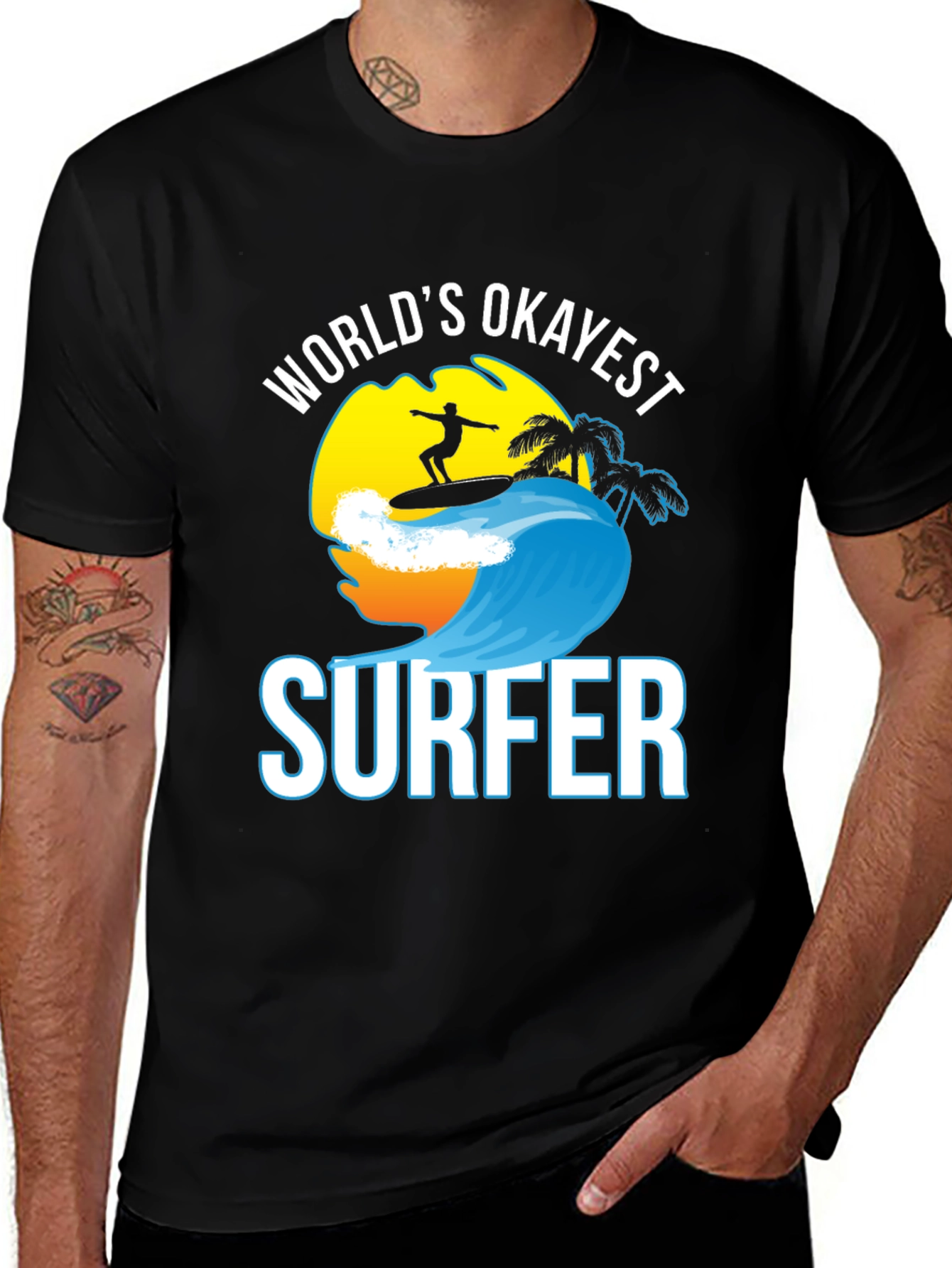 Variant 29 of World's Okayest Surfer Graphic T-Shirt