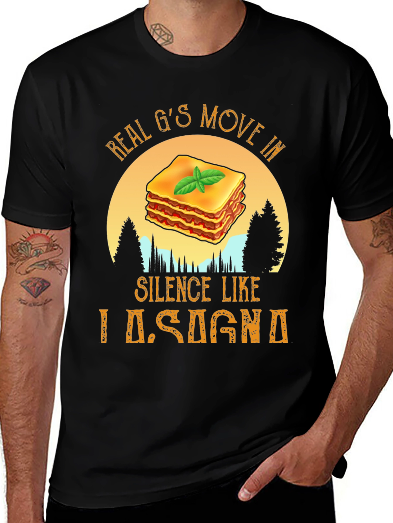 Variant 16 of Real G's Lasagna Black T-Shirt