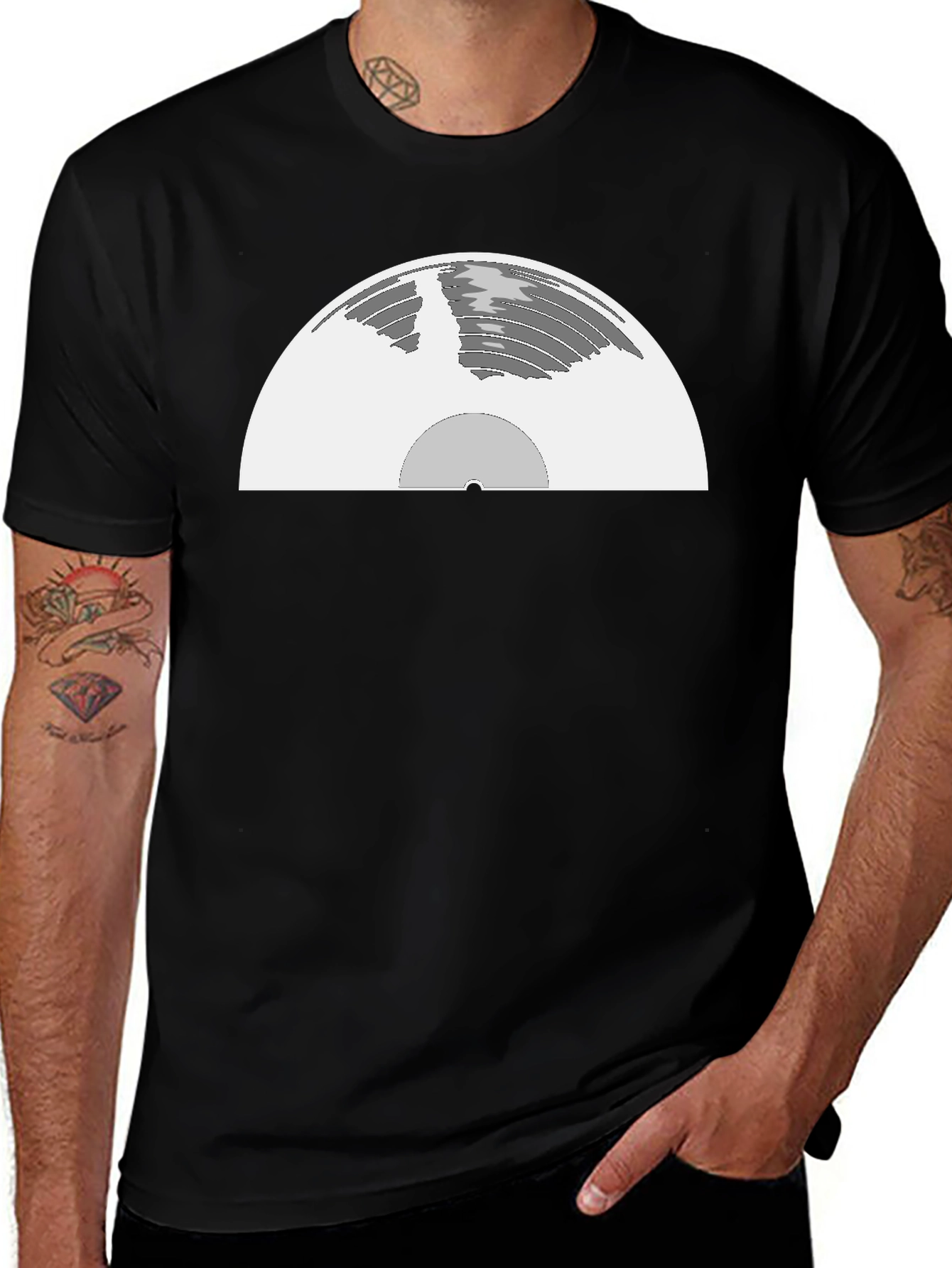 Black Retro Vinyl Record Graphic Tee main image