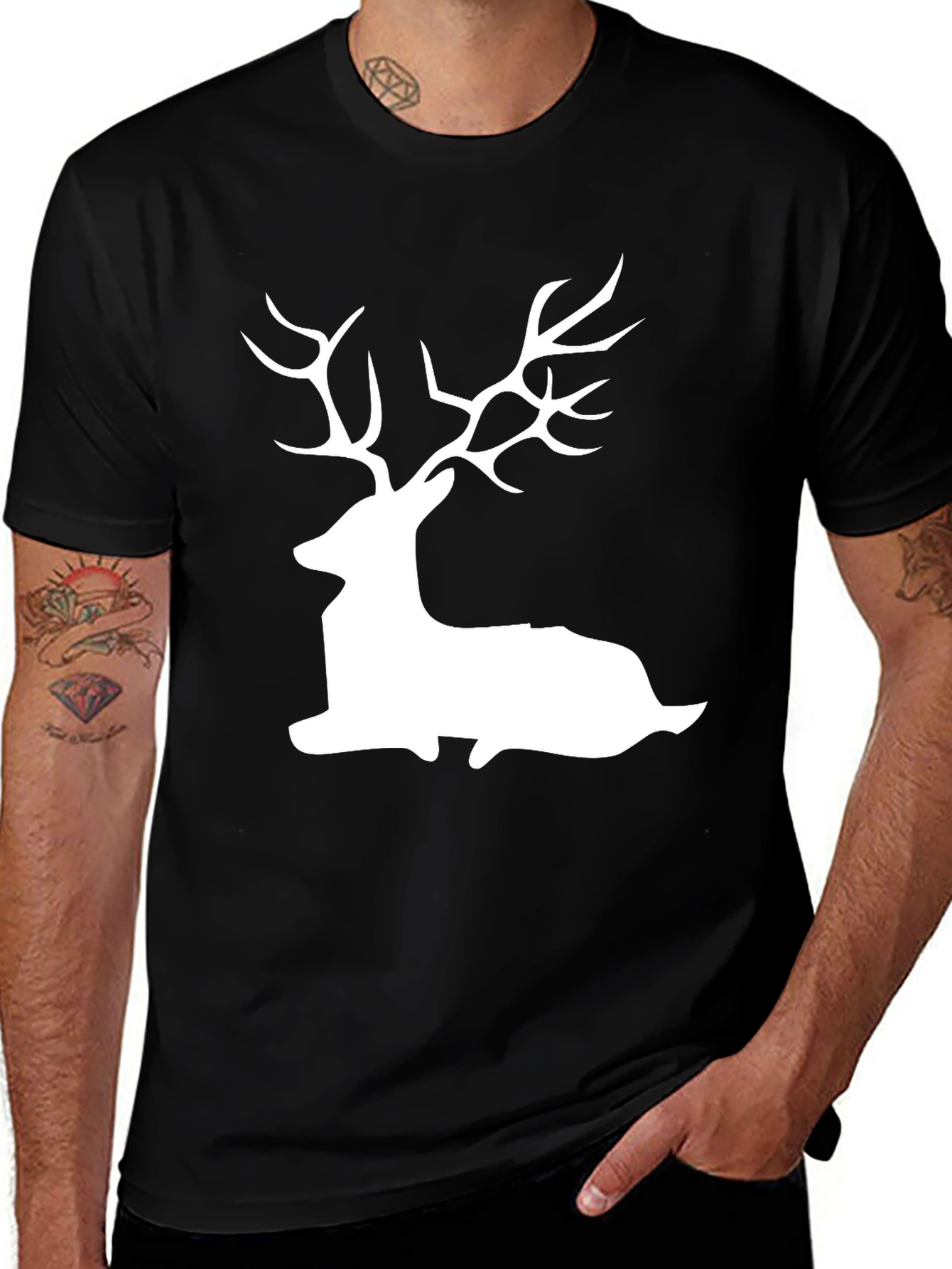 Variant 2 of Deer Silhouette Graphic Tee - Black