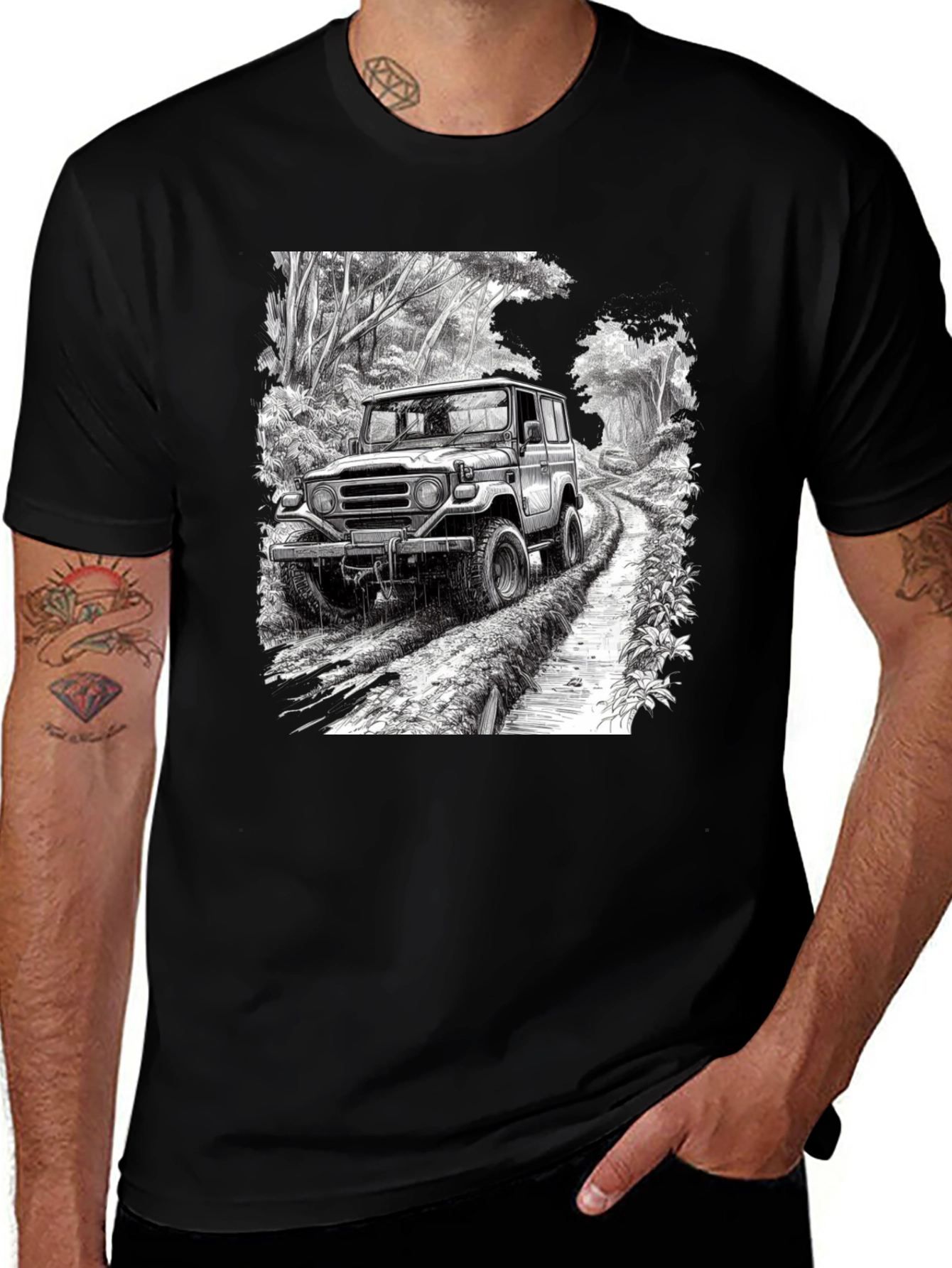 Variant 8 of Off-Road Vehicle Graphic Tee - Black Cotton Blend