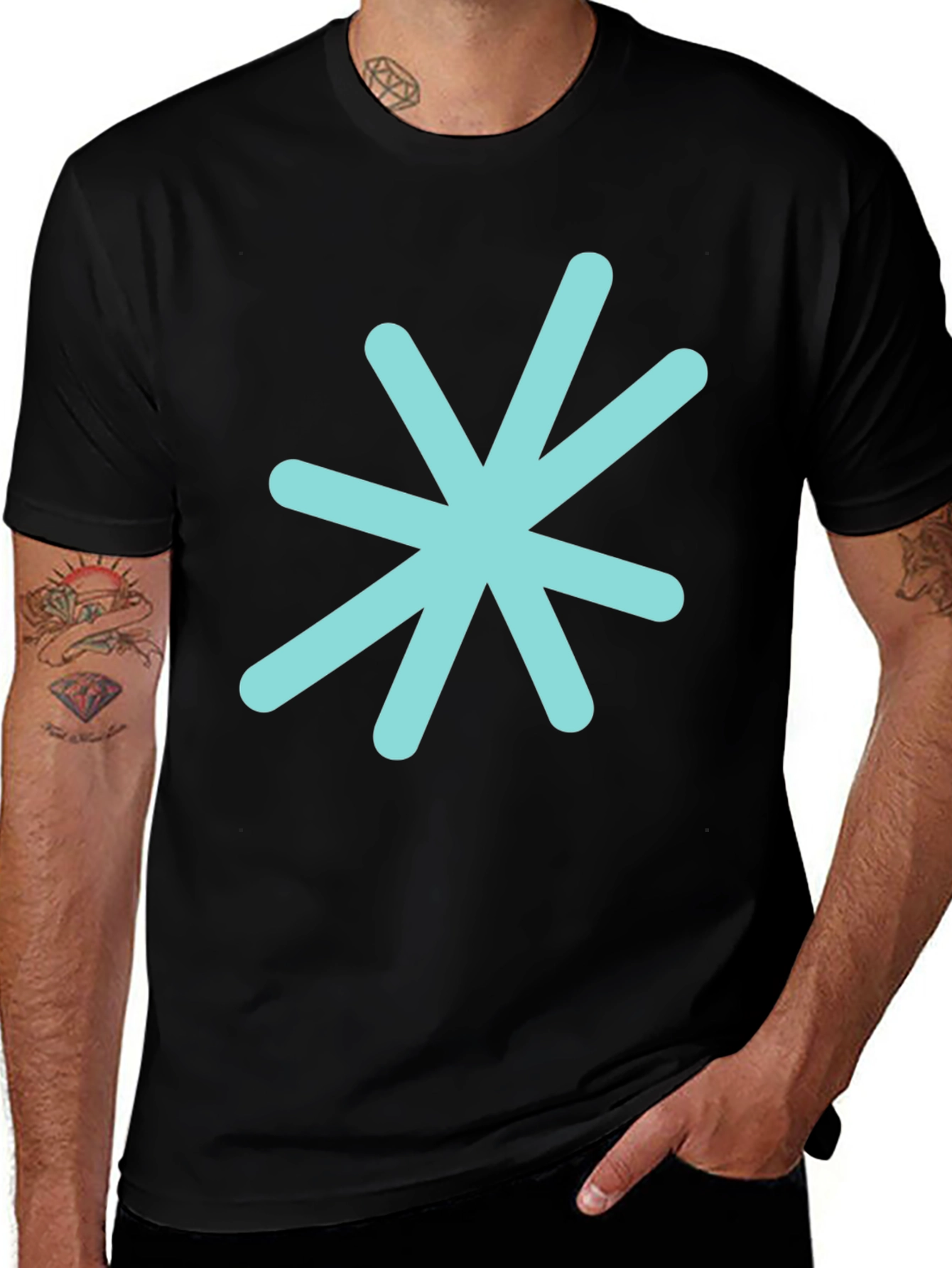 Variant 9 of Minimalist Starburst Graphic Black T-Shirt