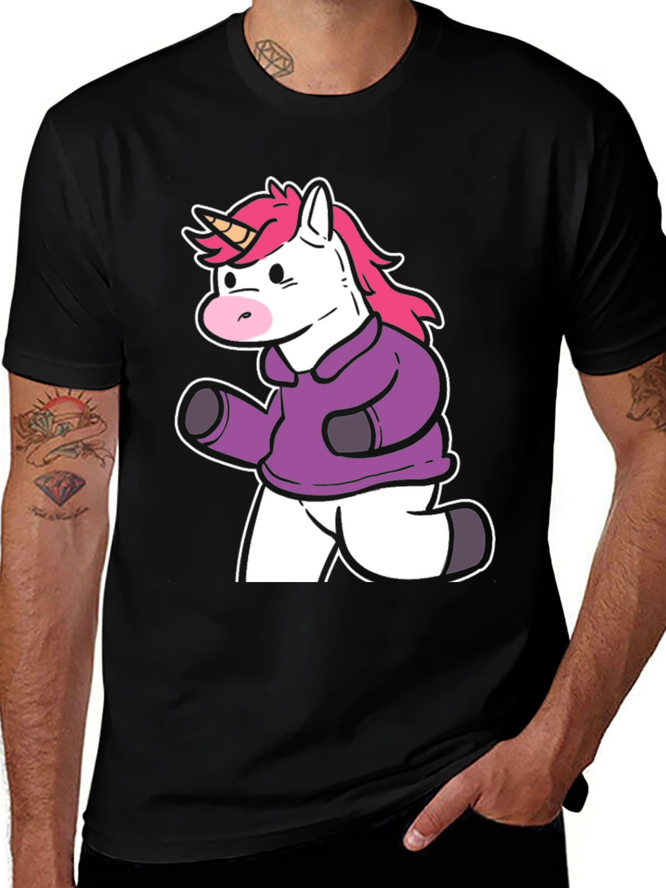 Variant 23 of Running Unicorn Graphic Tee - Black